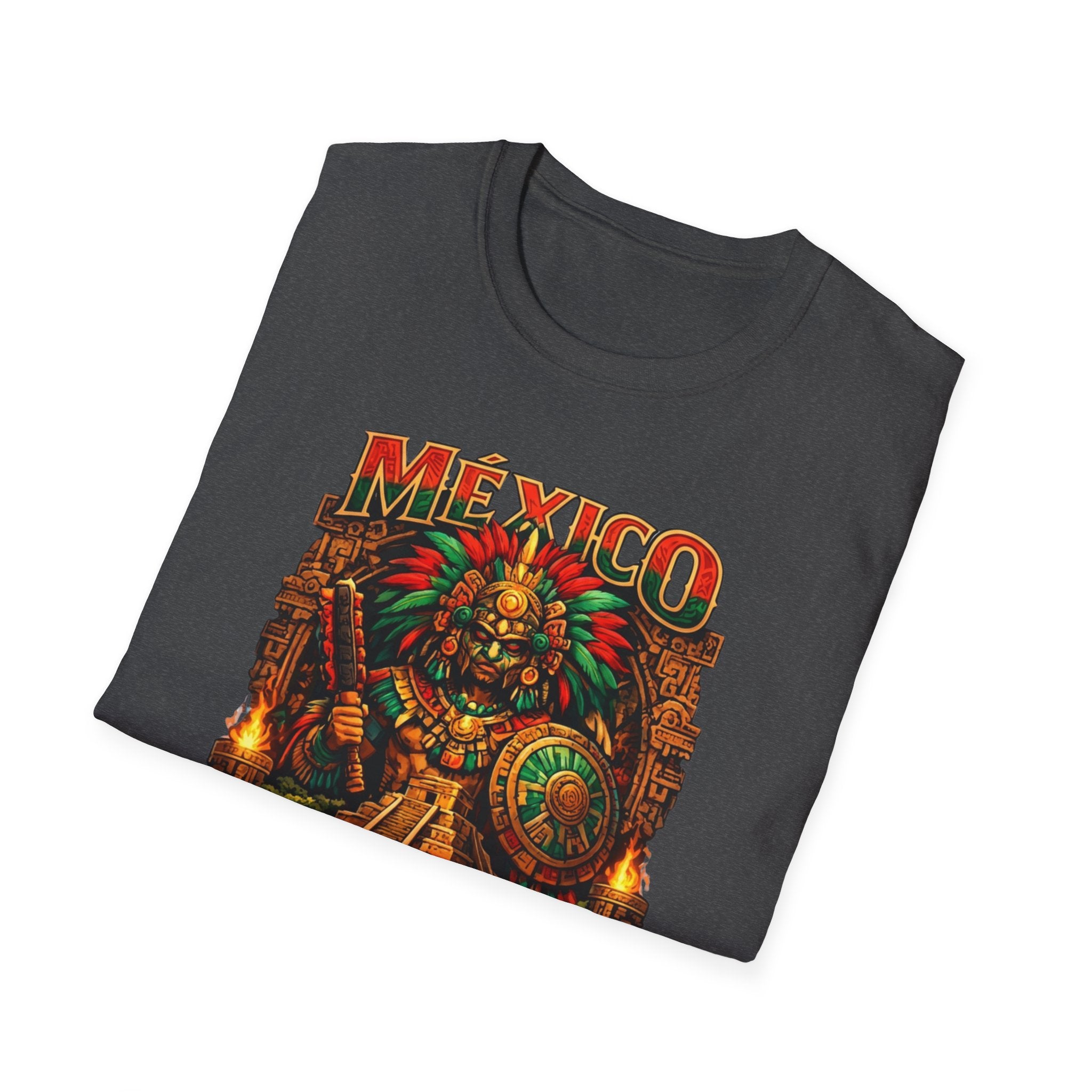 Mexico Aztec Warrior T-Shirt | Mesoamerican Pyramid Illustration