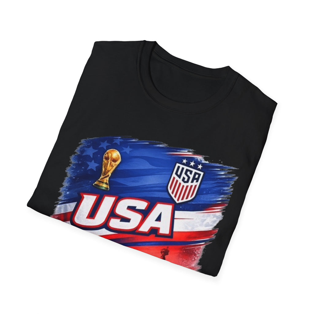 USA Soccer World Cup T-Shirt | American Flag, Statue of Liberty, Soccer Crest