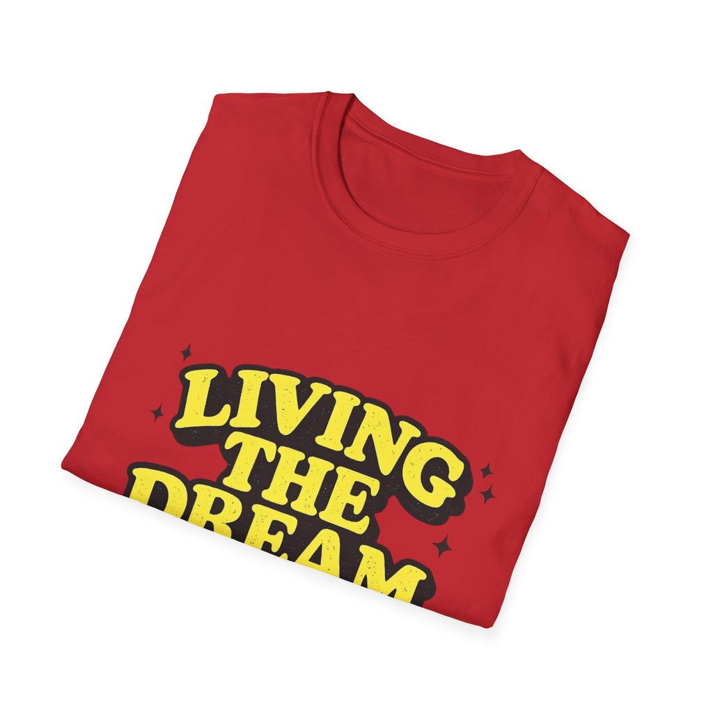 Living The Dream T-Shirt | Retro Yellow Bubble Letter Tee