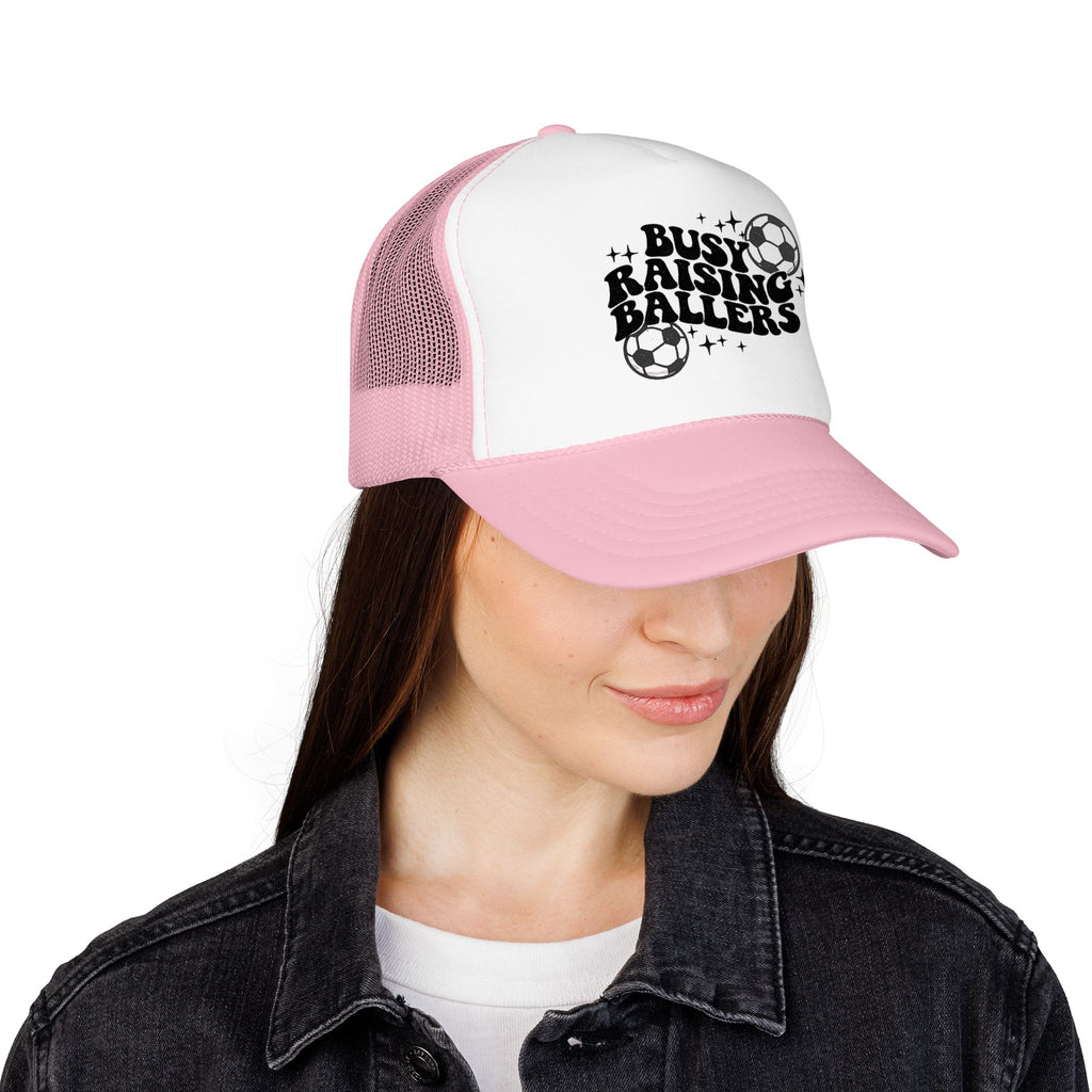 Busy Raising Ballers Foam Trucker Hat | Soccer Mom Dad Youth Sports