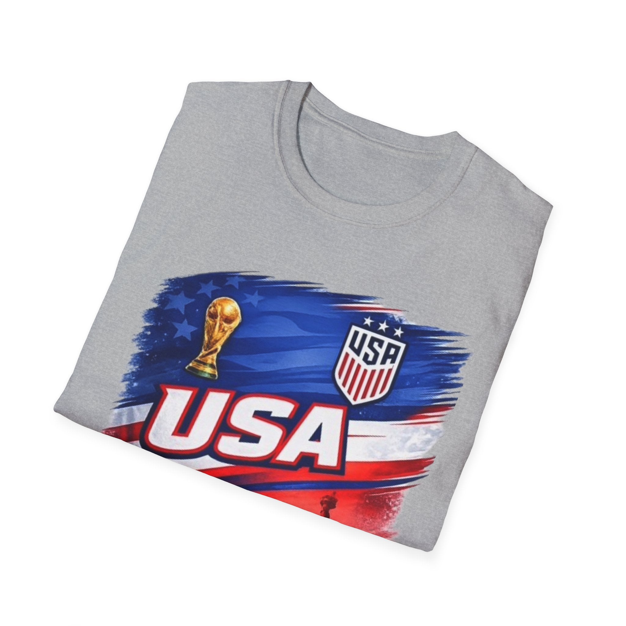USA Soccer World Cup T-Shirt | American Flag, Statue of Liberty, Soccer Crest