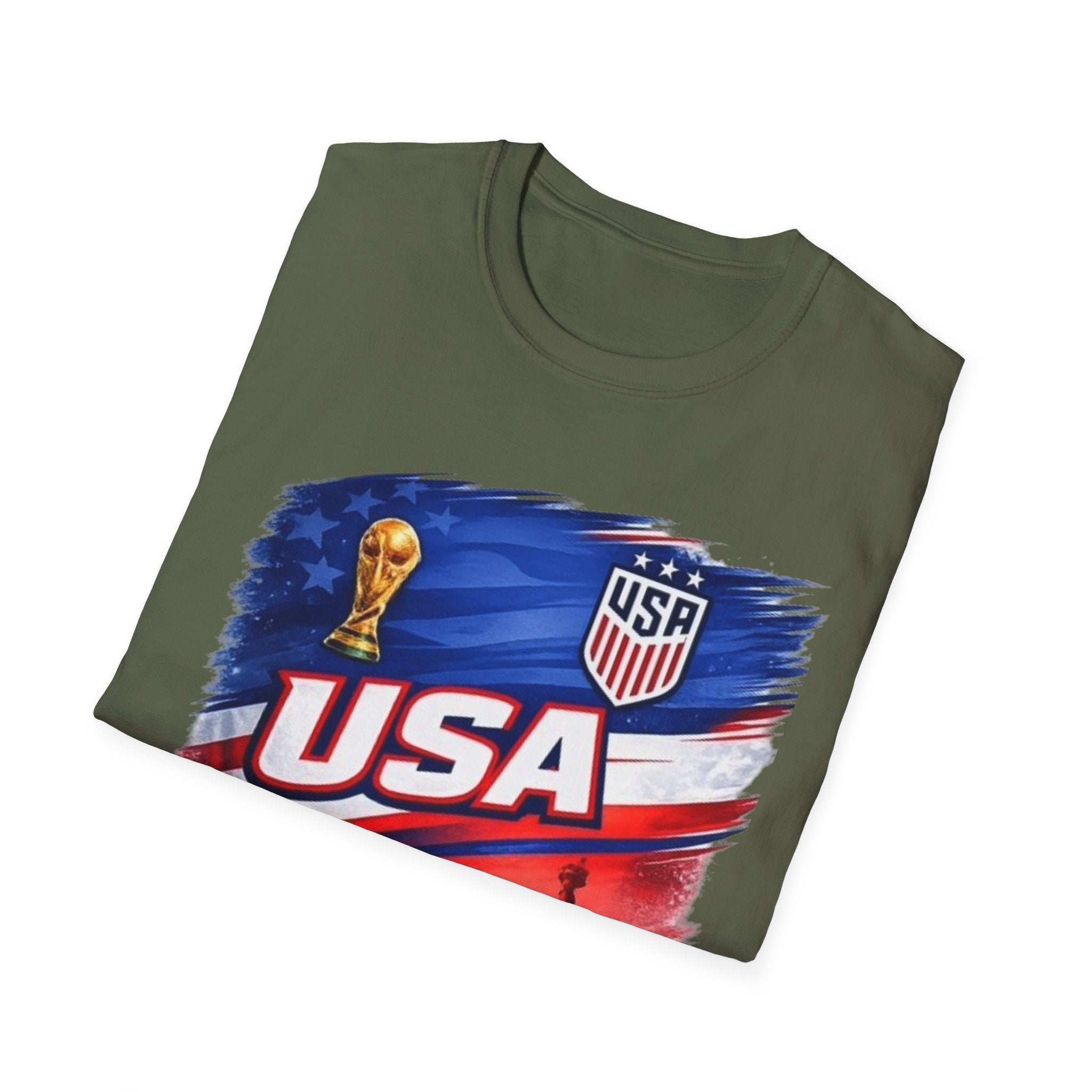 USA Soccer World Cup T-Shirt | American Flag, Statue of Liberty, Soccer Crest