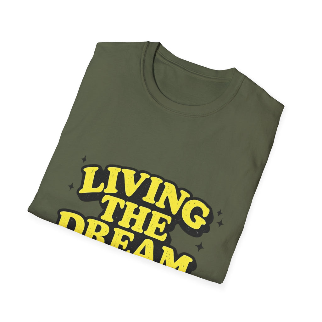 Living The Dream T-Shirt | Retro Yellow Bubble Letter Tee