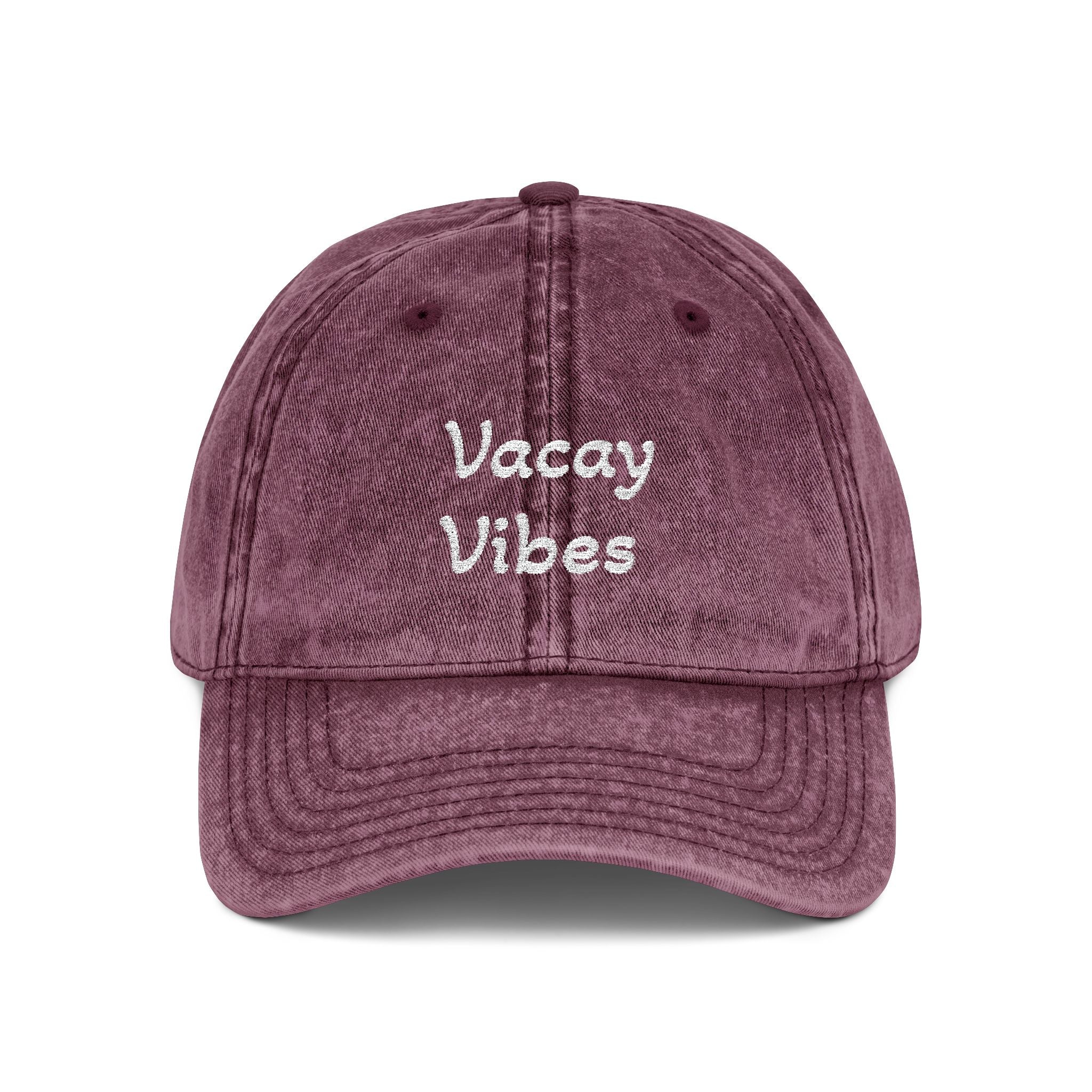 Vacay Vibes Embroidered Vintage Cap – Washed Red Baseball Hat