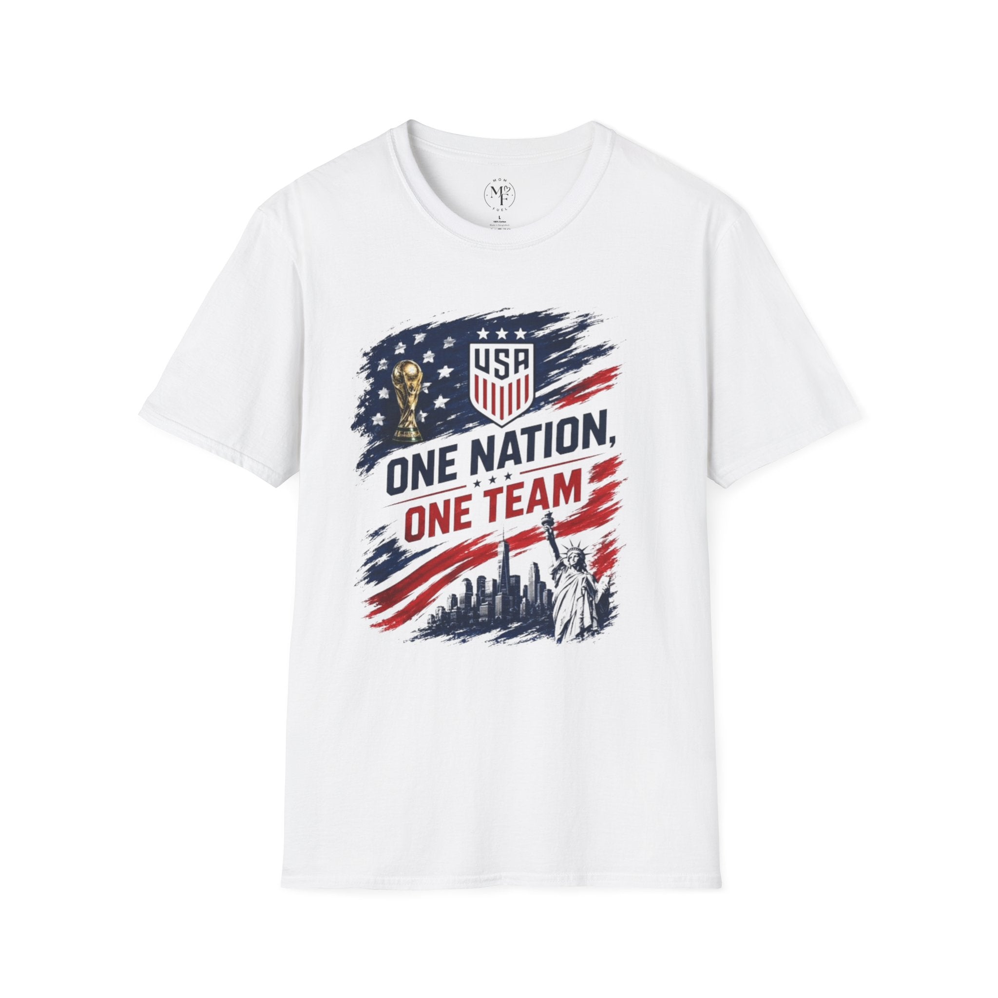 One Nation One Team T-Shirt | USA Flag, Statue of Liberty, Soccer Emblem