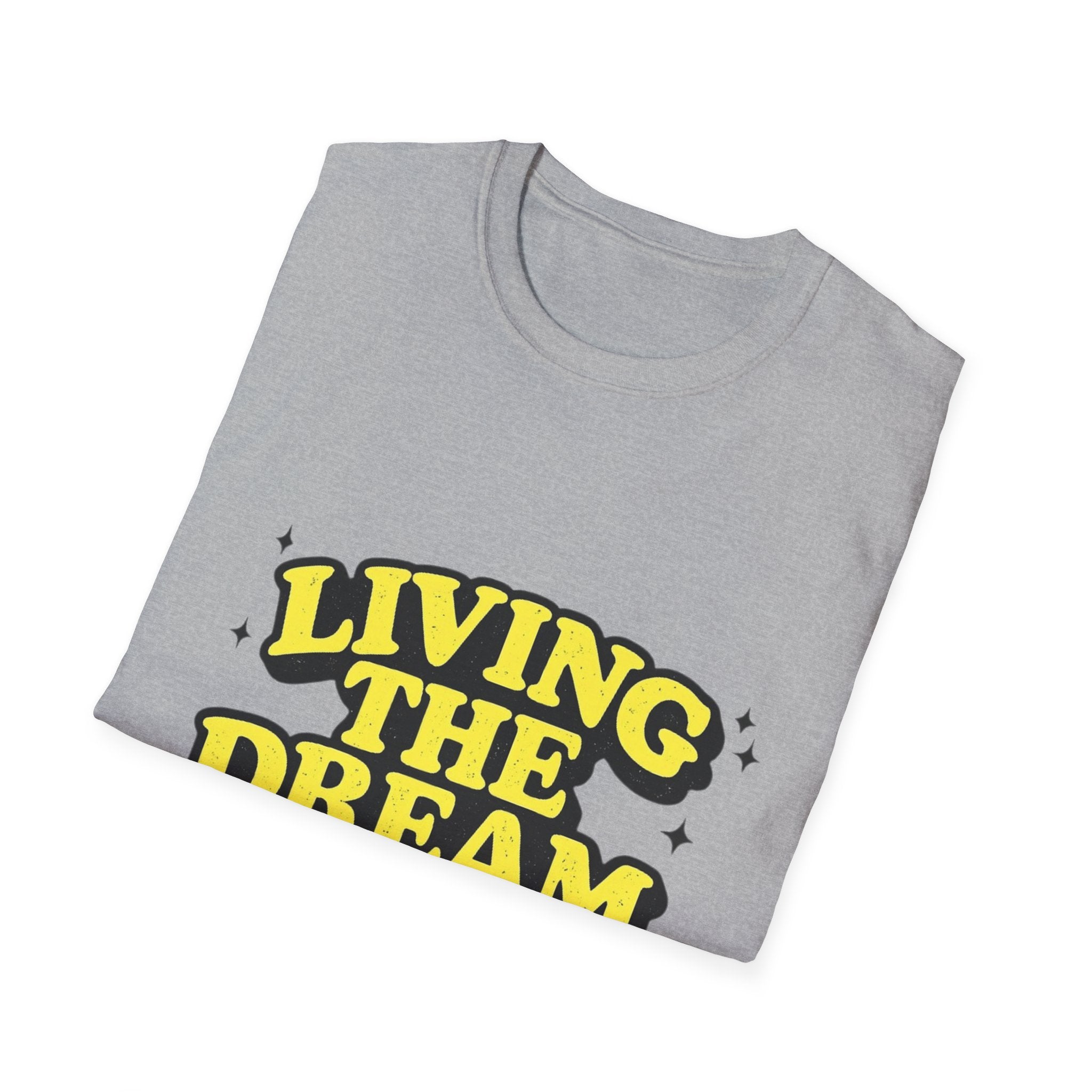 Living The Dream T-Shirt | Retro Yellow Bubble Letter Tee