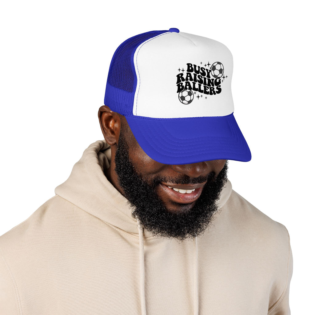 Busy Raising Ballers Foam Trucker Hat | Soccer Mom Dad Youth Sports