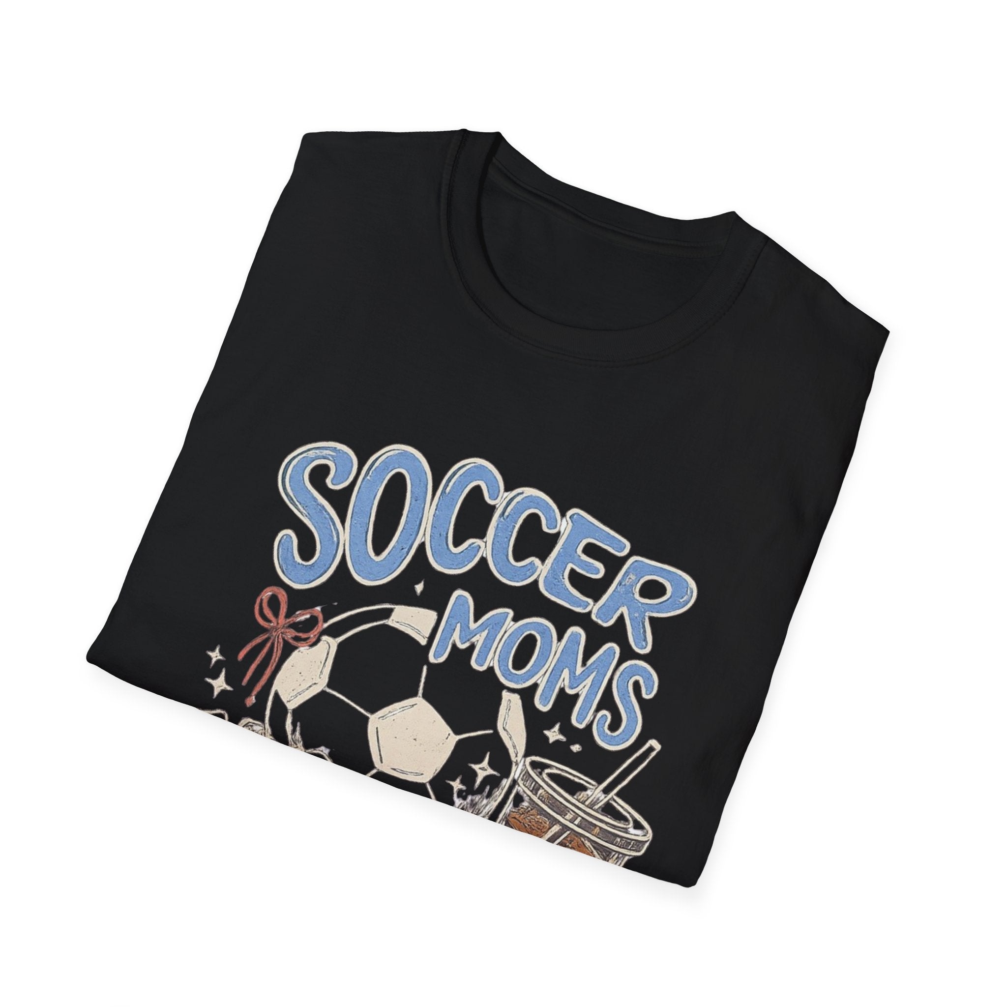 Soccer Moms Club T-Shirt | Soccer Ball, Cleats, Drink Illustration