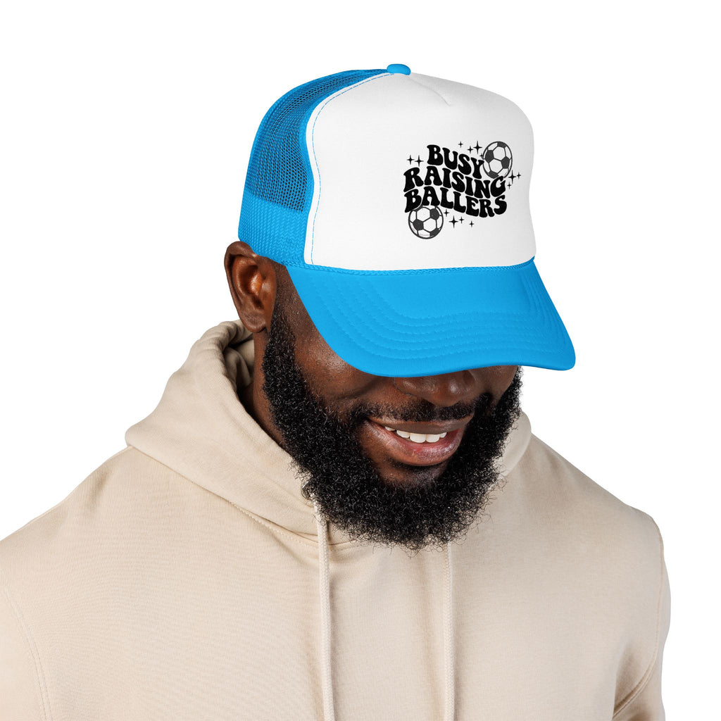 Busy Raising Ballers Foam Trucker Hat | Soccer Mom Dad Youth Sports