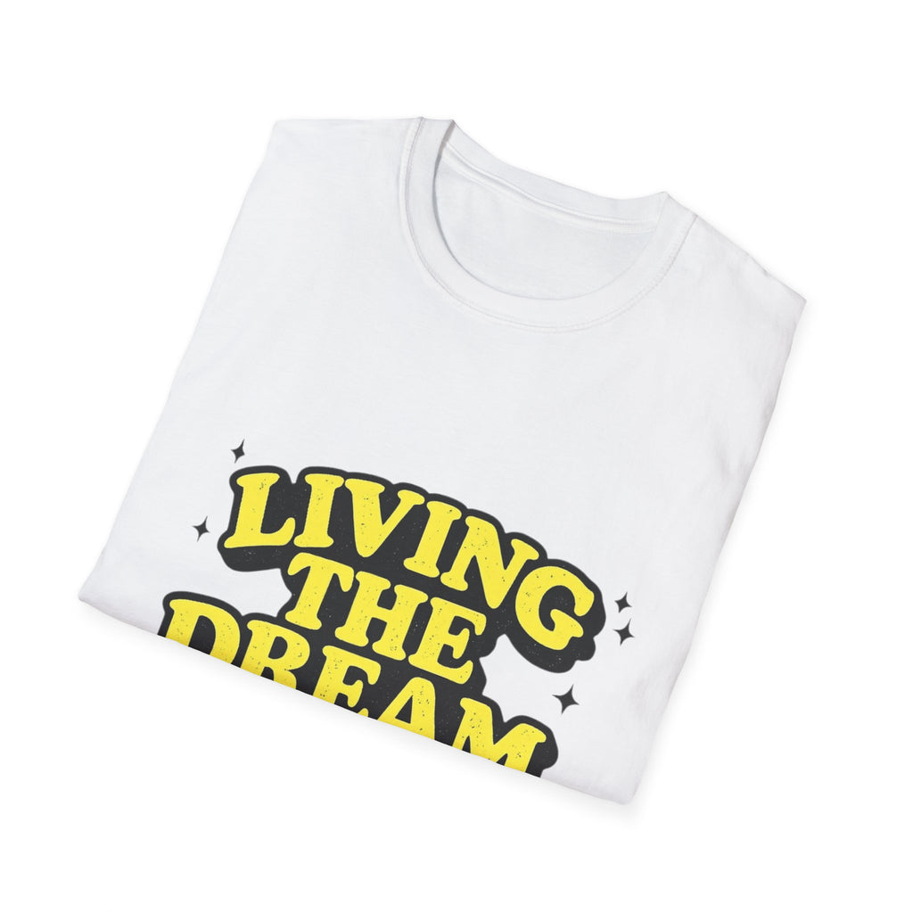 Living The Dream T-Shirt | Retro Yellow Bubble Letter Tee