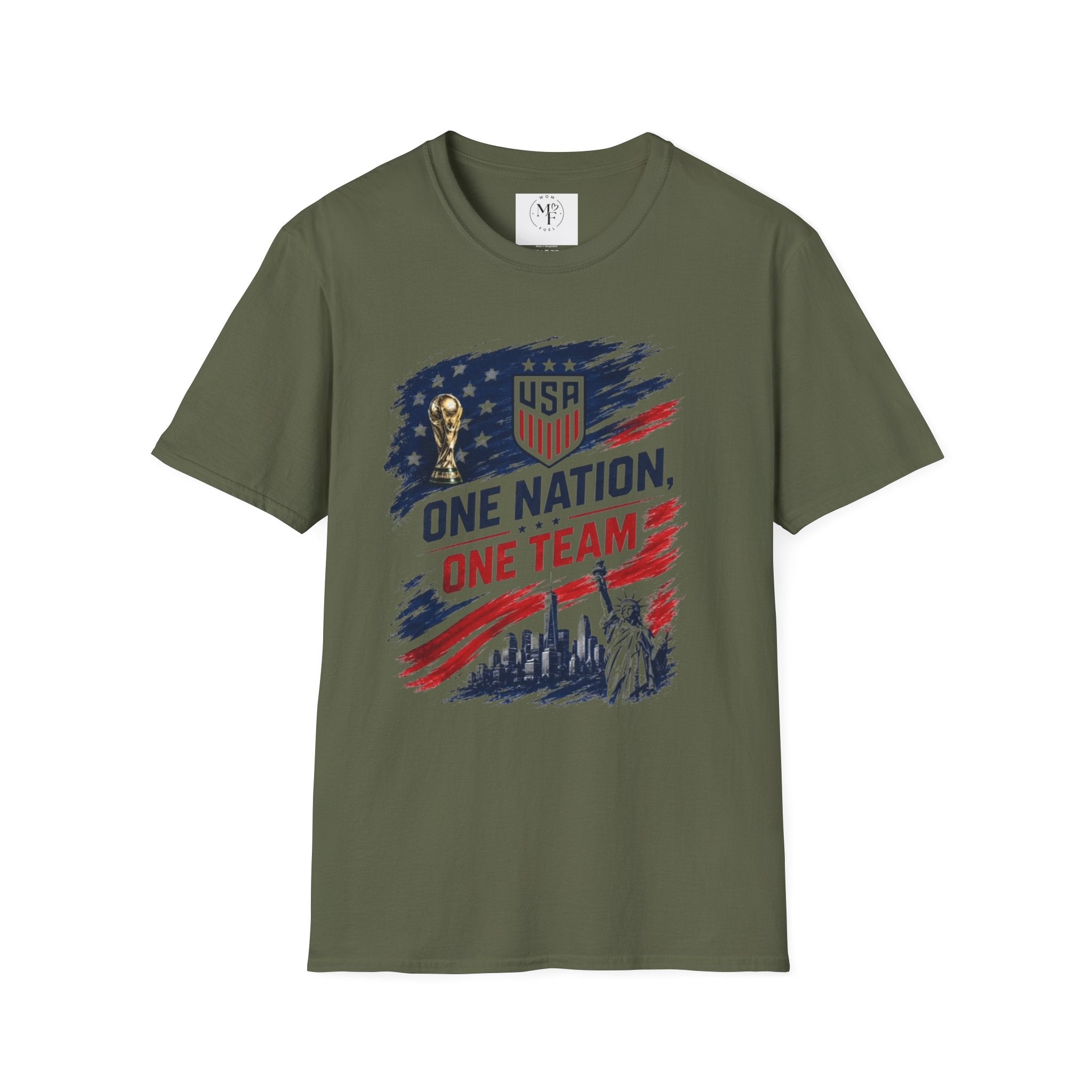 One Nation One Team T-Shirt | USA Flag, Statue of Liberty, Soccer Emblem