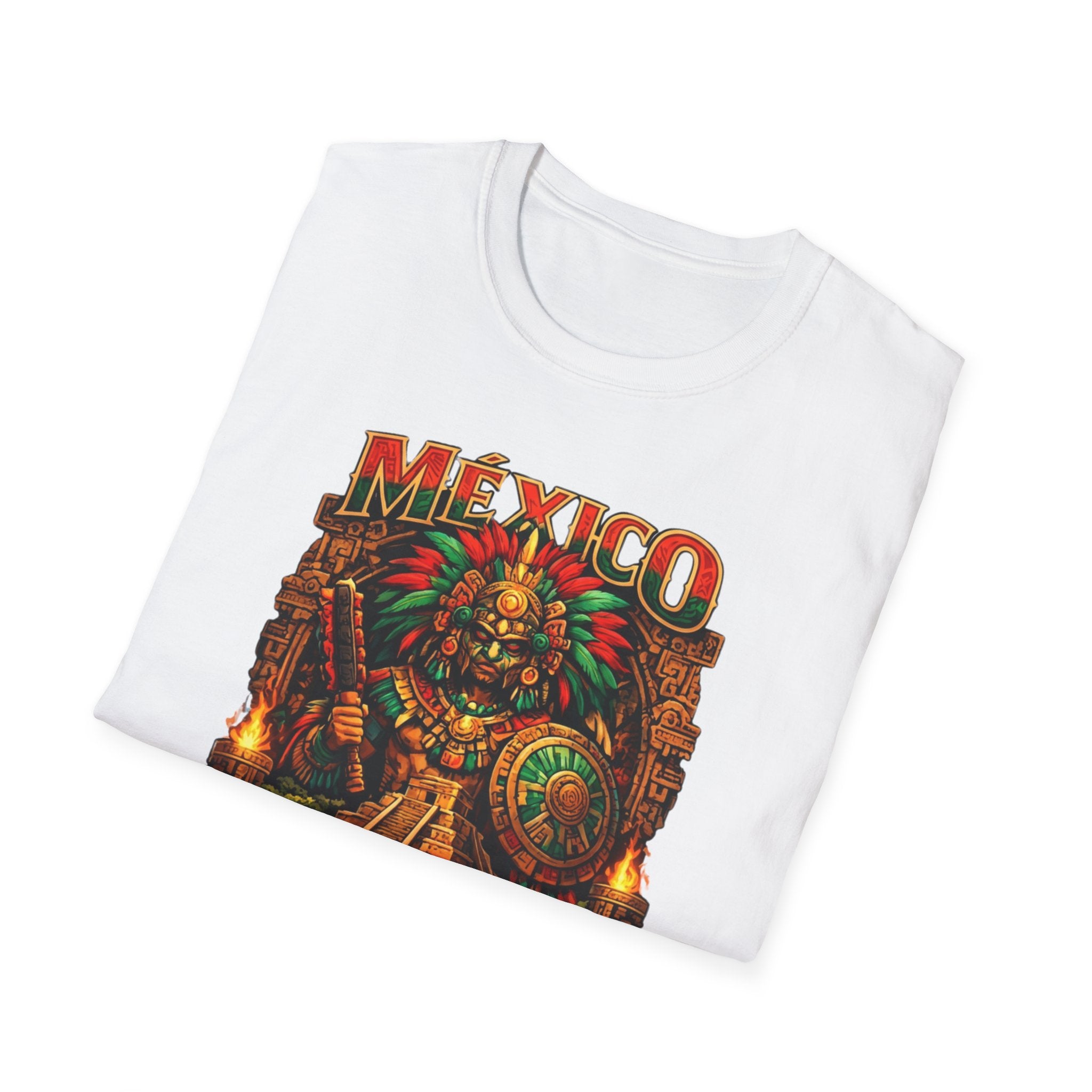 Mexico Aztec Warrior T-Shirt | Mesoamerican Pyramid Illustration