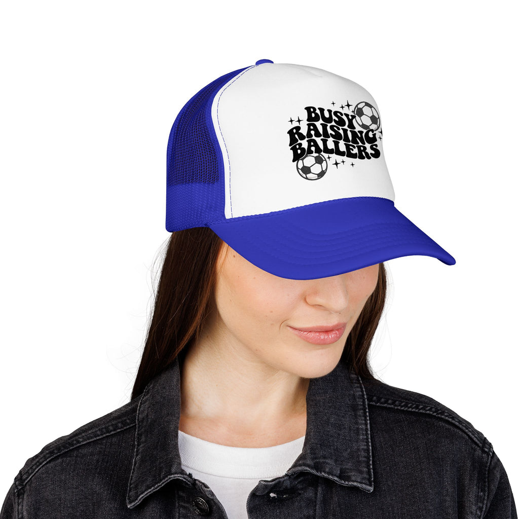 Busy Raising Ballers Foam Trucker Hat | Soccer Mom Dad Youth Sports