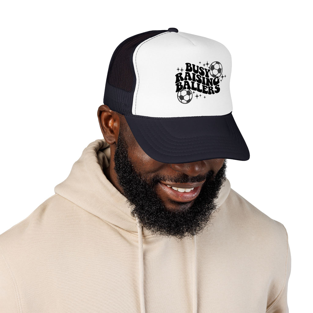 Busy Raising Ballers Foam Trucker Hat | Soccer Mom Dad Youth Sports
