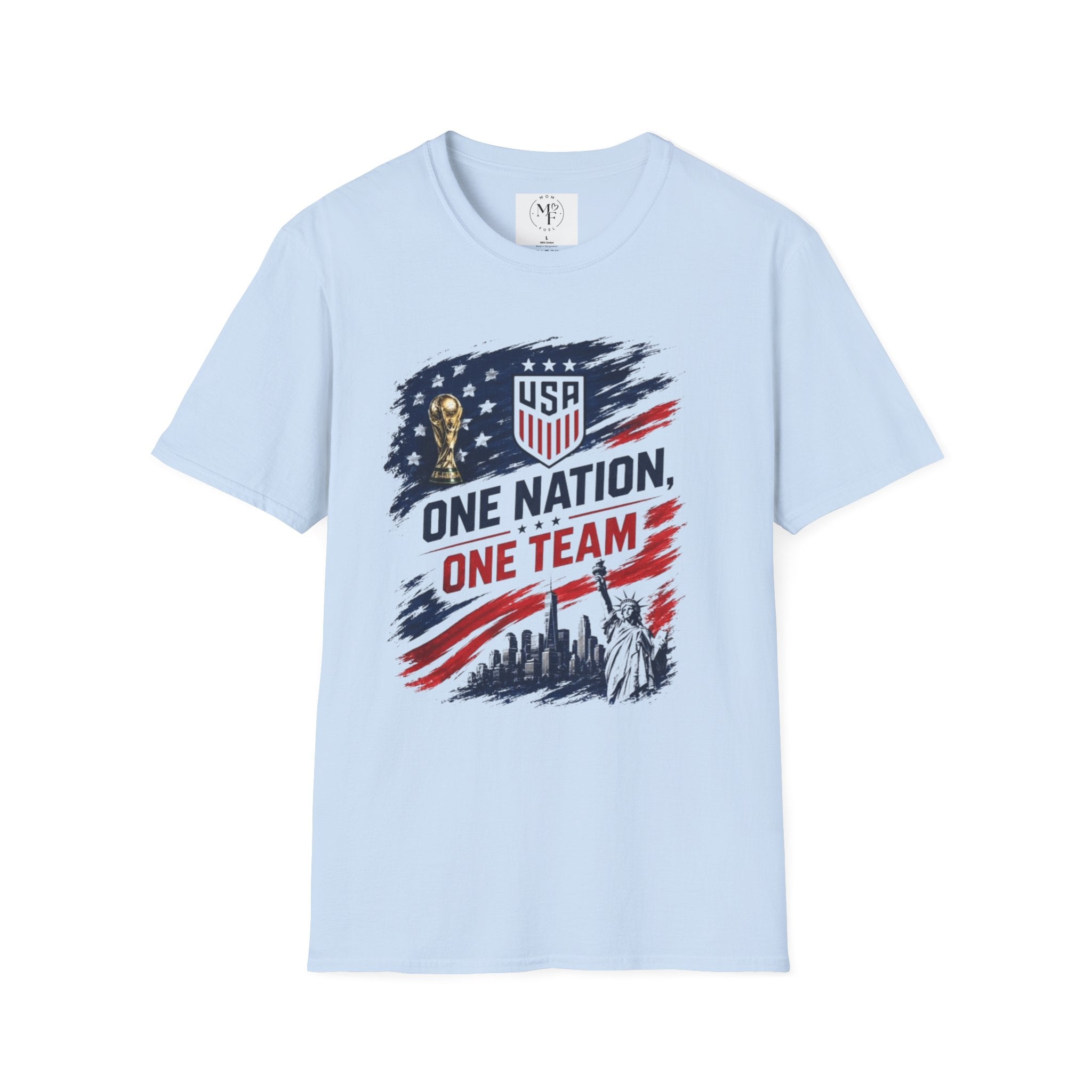 One Nation One Team T-Shirt | USA Flag, Statue of Liberty, Soccer Emblem