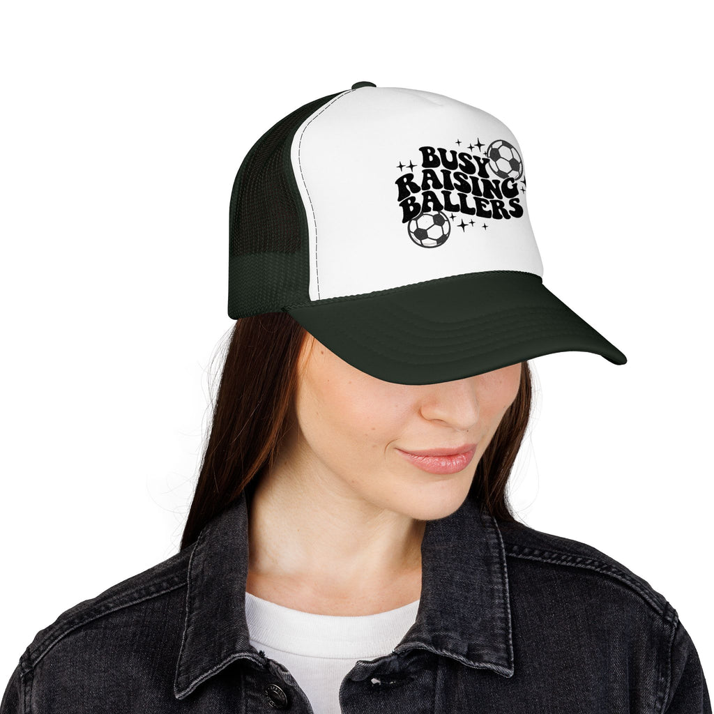 Busy Raising Ballers Foam Trucker Hat | Soccer Mom Dad Youth Sports