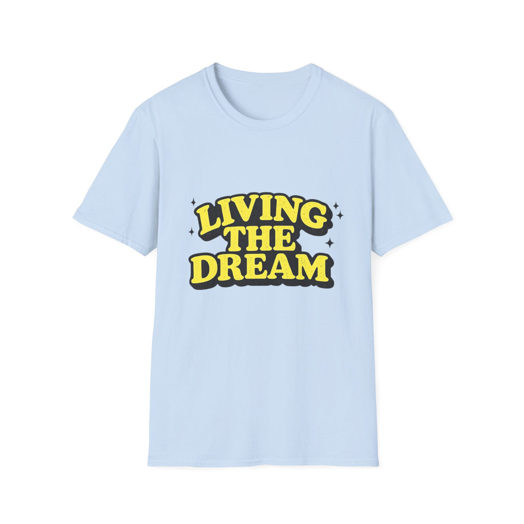 Living The Dream T-Shirt | Retro Yellow Bubble Letter Tee