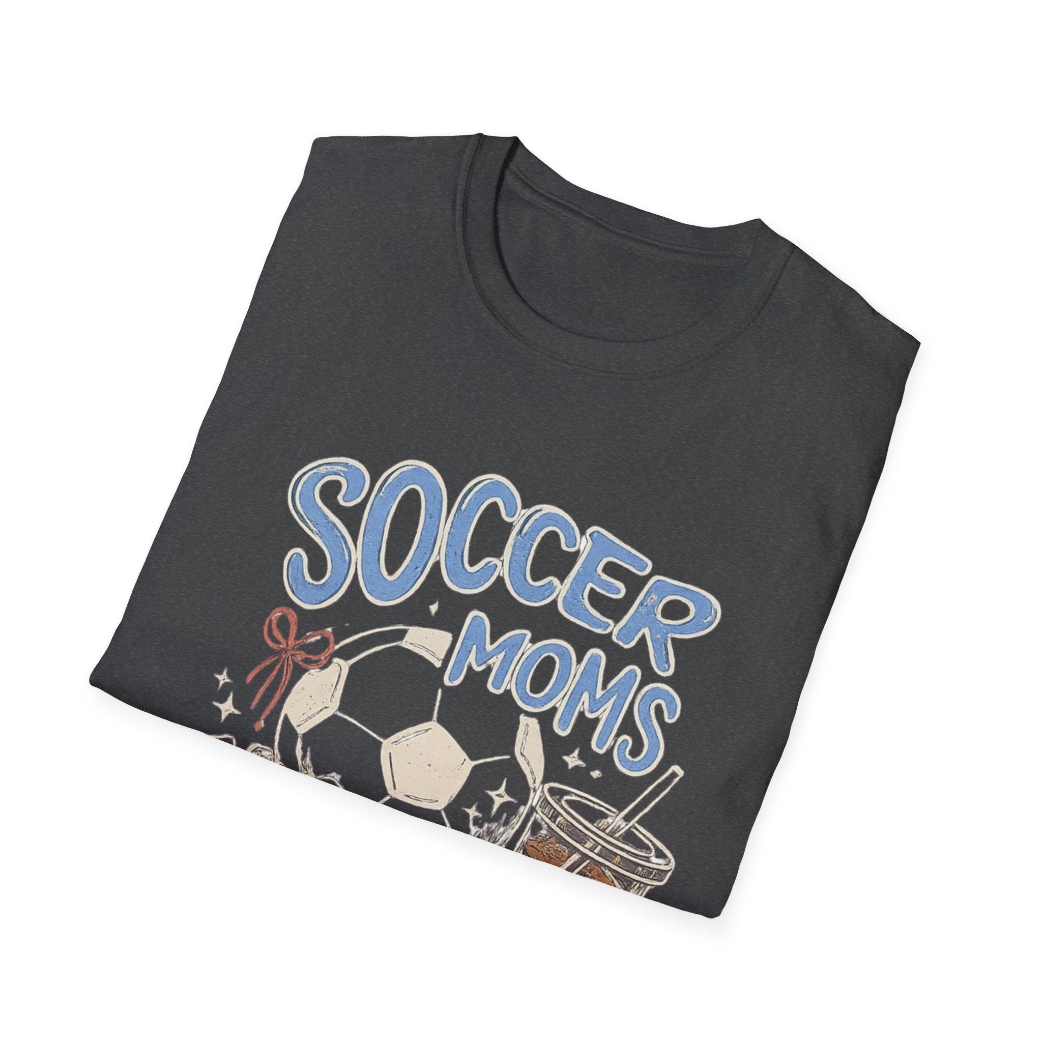 Soccer Moms Club T-Shirt | Soccer Ball, Cleats, Drink Illustration