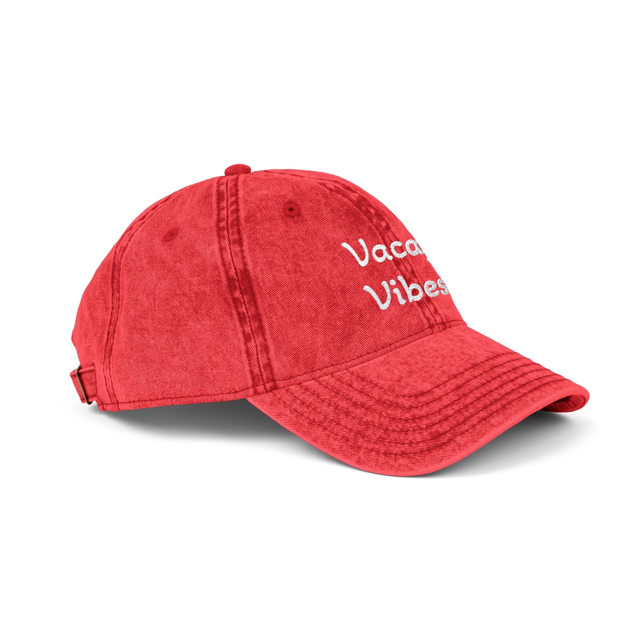 Vacay Vibes Embroidered Vintage Cap – Washed Red Baseball Hat