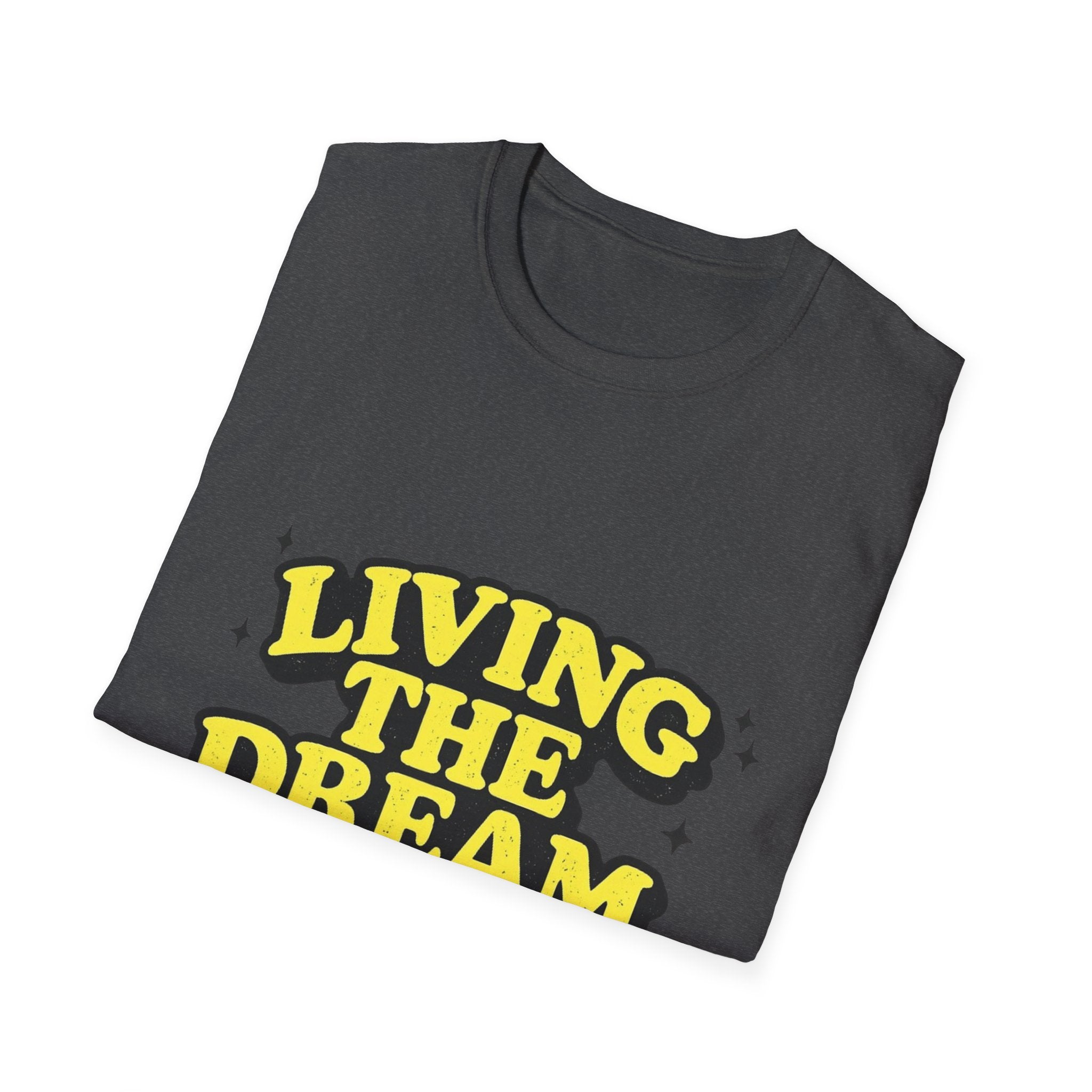 Living The Dream T-Shirt | Retro Yellow Bubble Letter Tee