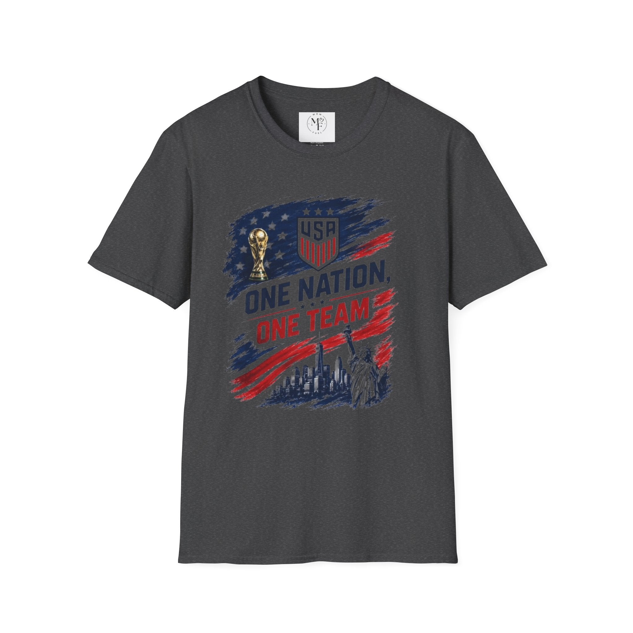 One Nation One Team T-Shirt | USA Flag, Statue of Liberty, Soccer Emblem