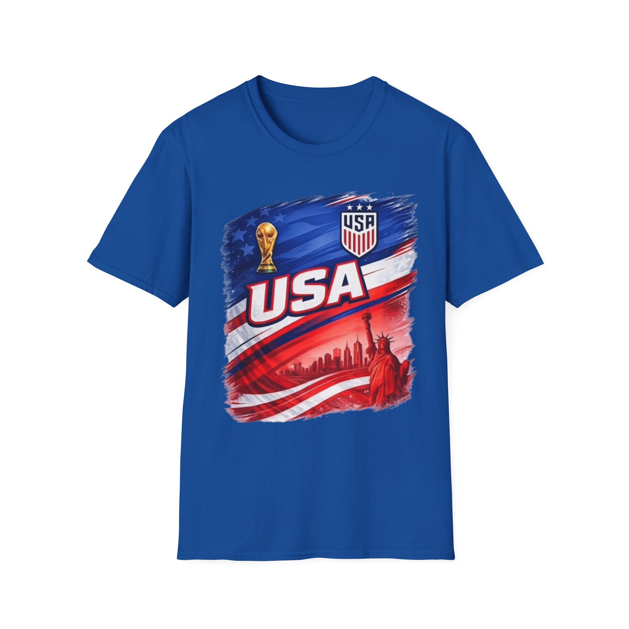 USA Soccer World Cup T-Shirt | American Flag, Statue of Liberty, Soccer Crest