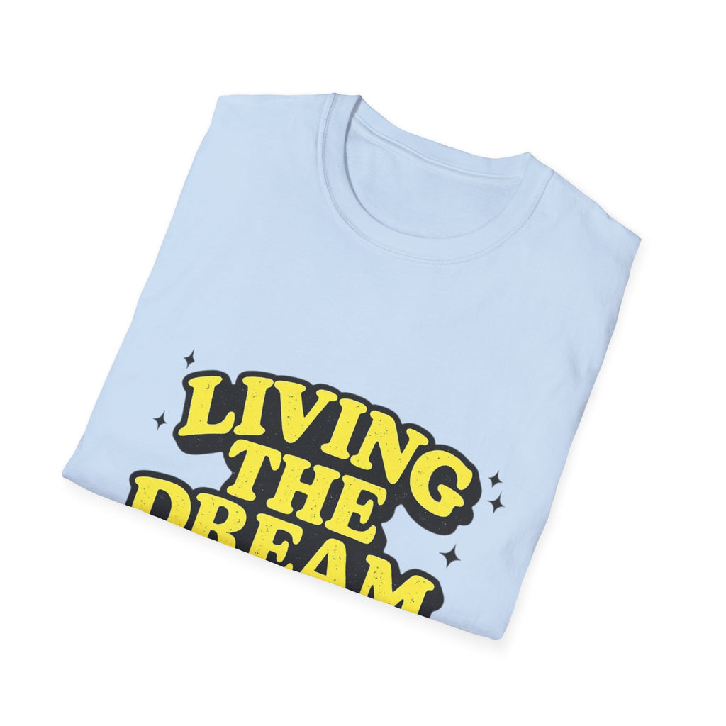 Living The Dream T-Shirt | Retro Yellow Bubble Letter Tee
