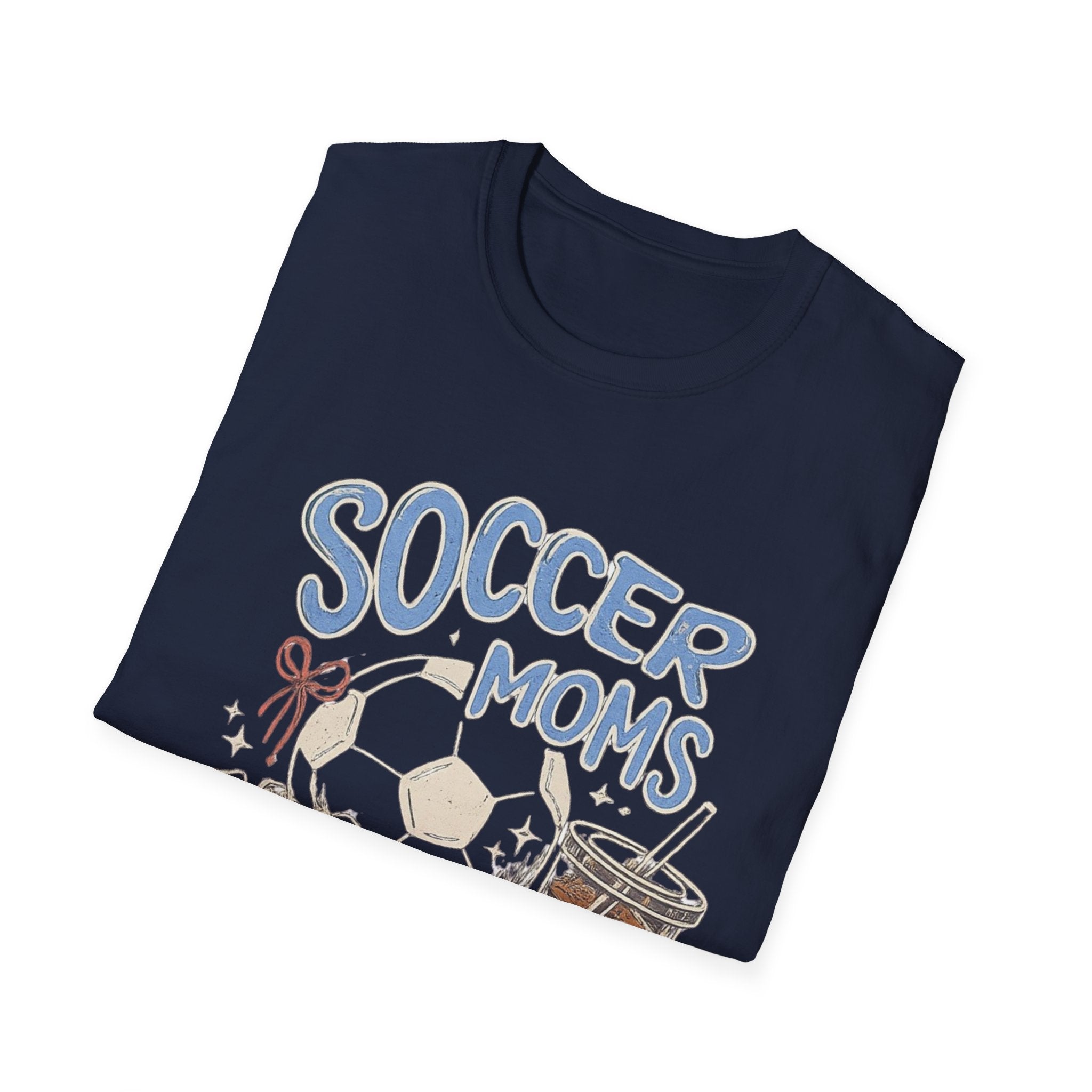 Soccer Moms Club T-Shirt | Soccer Ball, Cleats, Drink Illustration