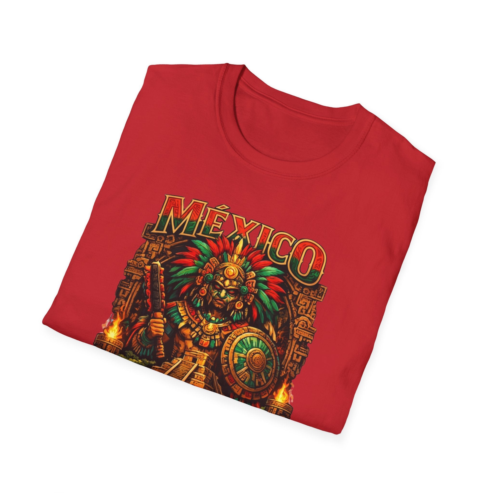 Mexico Aztec Warrior T-Shirt | Mesoamerican Pyramid Illustration