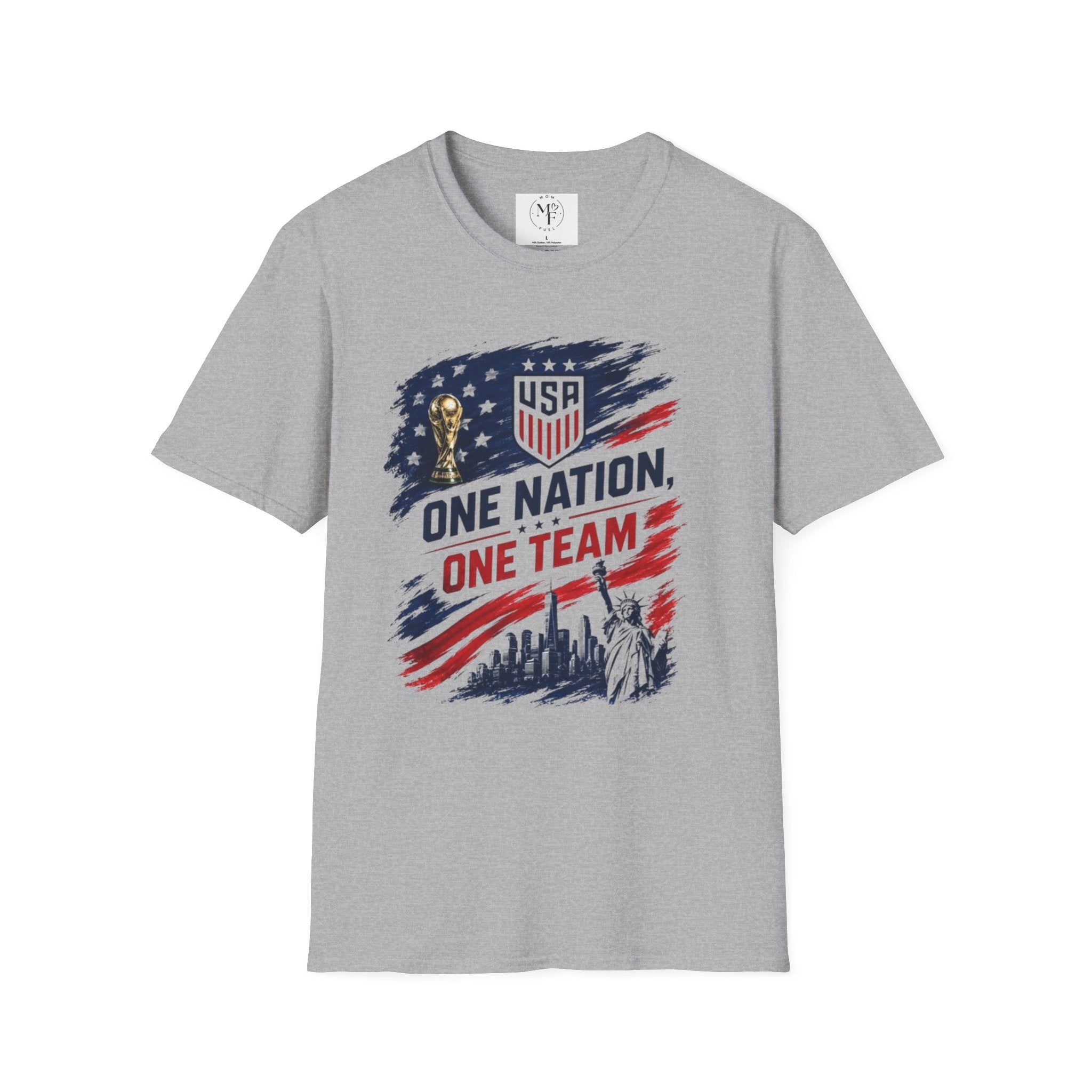 One Nation One Team T-Shirt | USA Flag, Statue of Liberty, Soccer Emblem