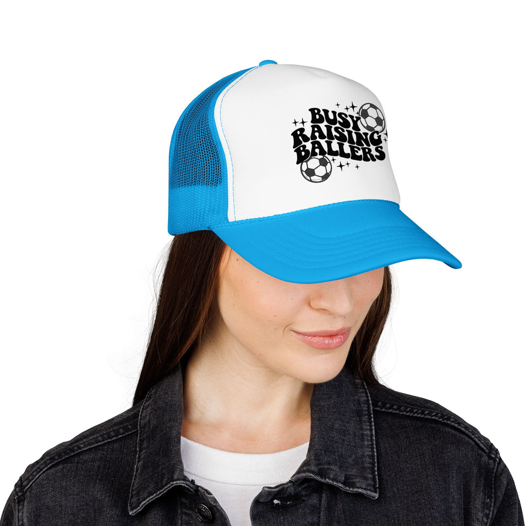 Busy Raising Ballers Foam Trucker Hat | Soccer Mom Dad Youth Sports