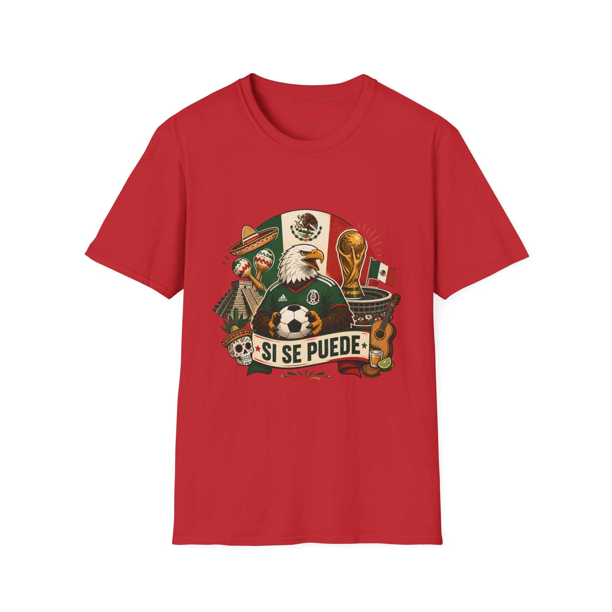 Si Se Puede Mexican Soccer Crest T-Shirt | Eagle, Sombrero, Football, Flag