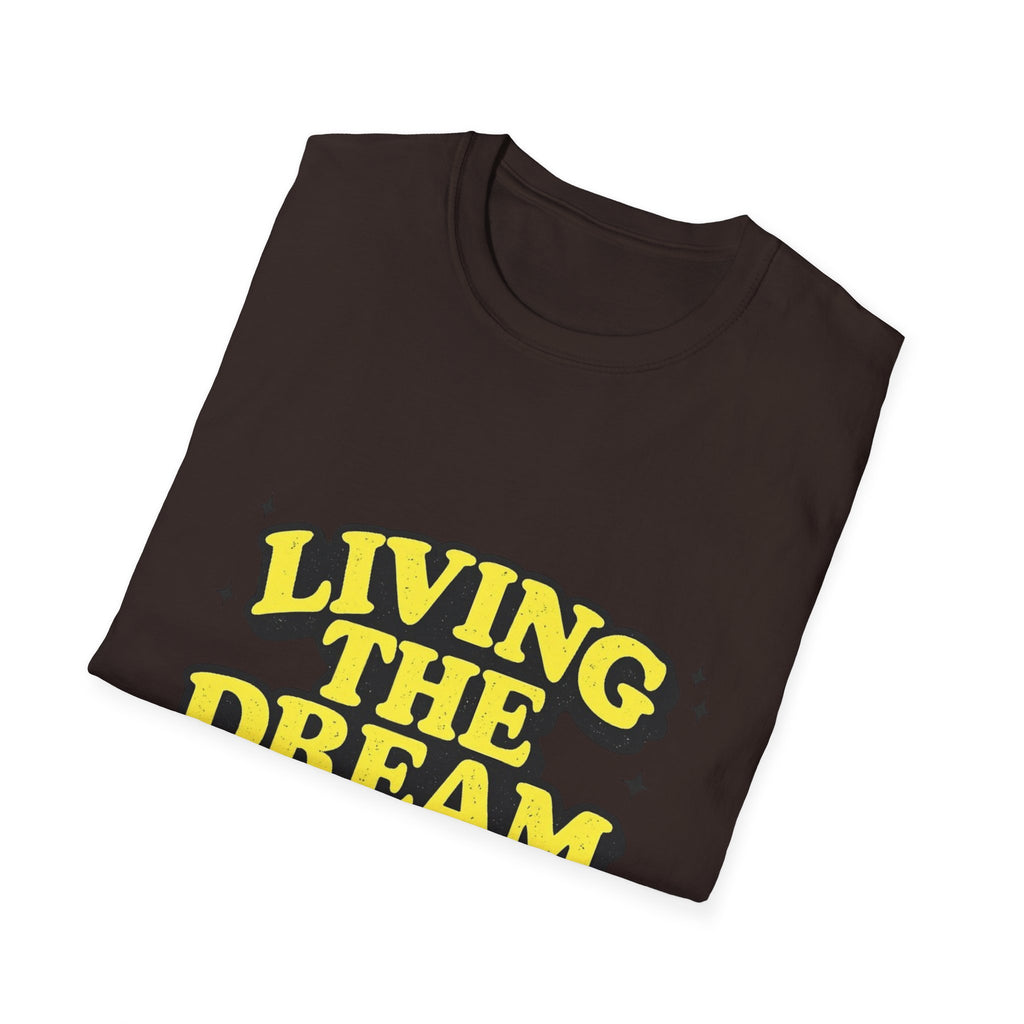Living The Dream T-Shirt | Retro Yellow Bubble Letter Tee