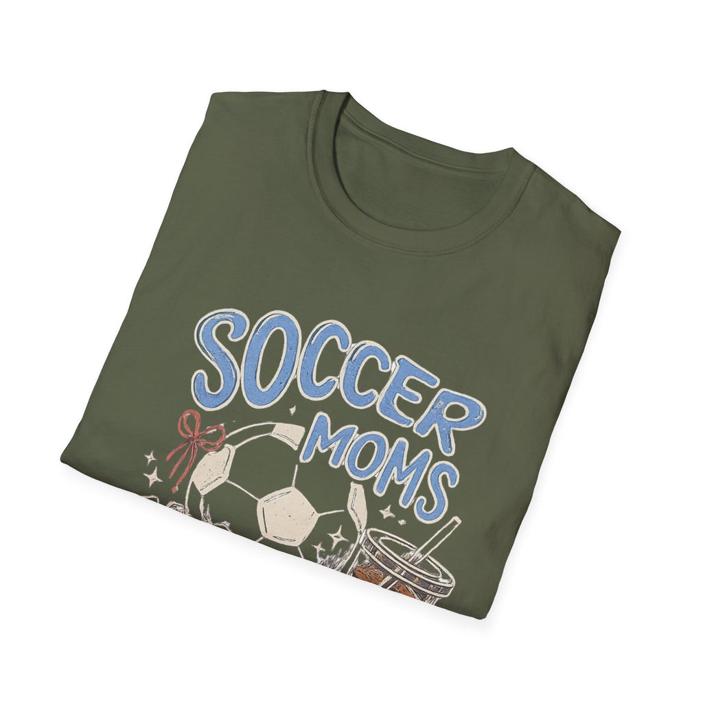 Soccer Moms Club T-Shirt | Soccer Ball, Cleats, Drink Illustration