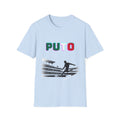 PUTO soccer penalty kick T-Shirt | stadium silhouette, bold typography
