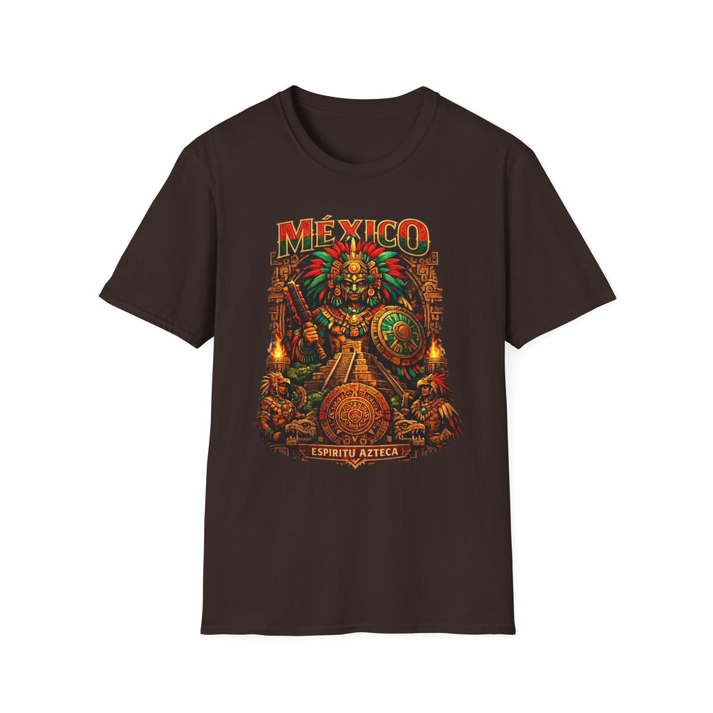 Mexico Aztec Warrior T-Shirt | Mesoamerican Pyramid Illustration