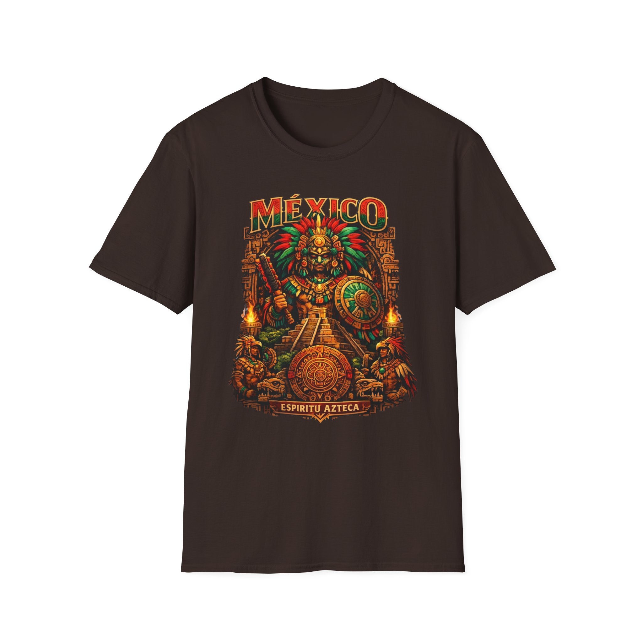 Mexico Aztec Warrior T-Shirt | Mesoamerican Pyramid Illustration
