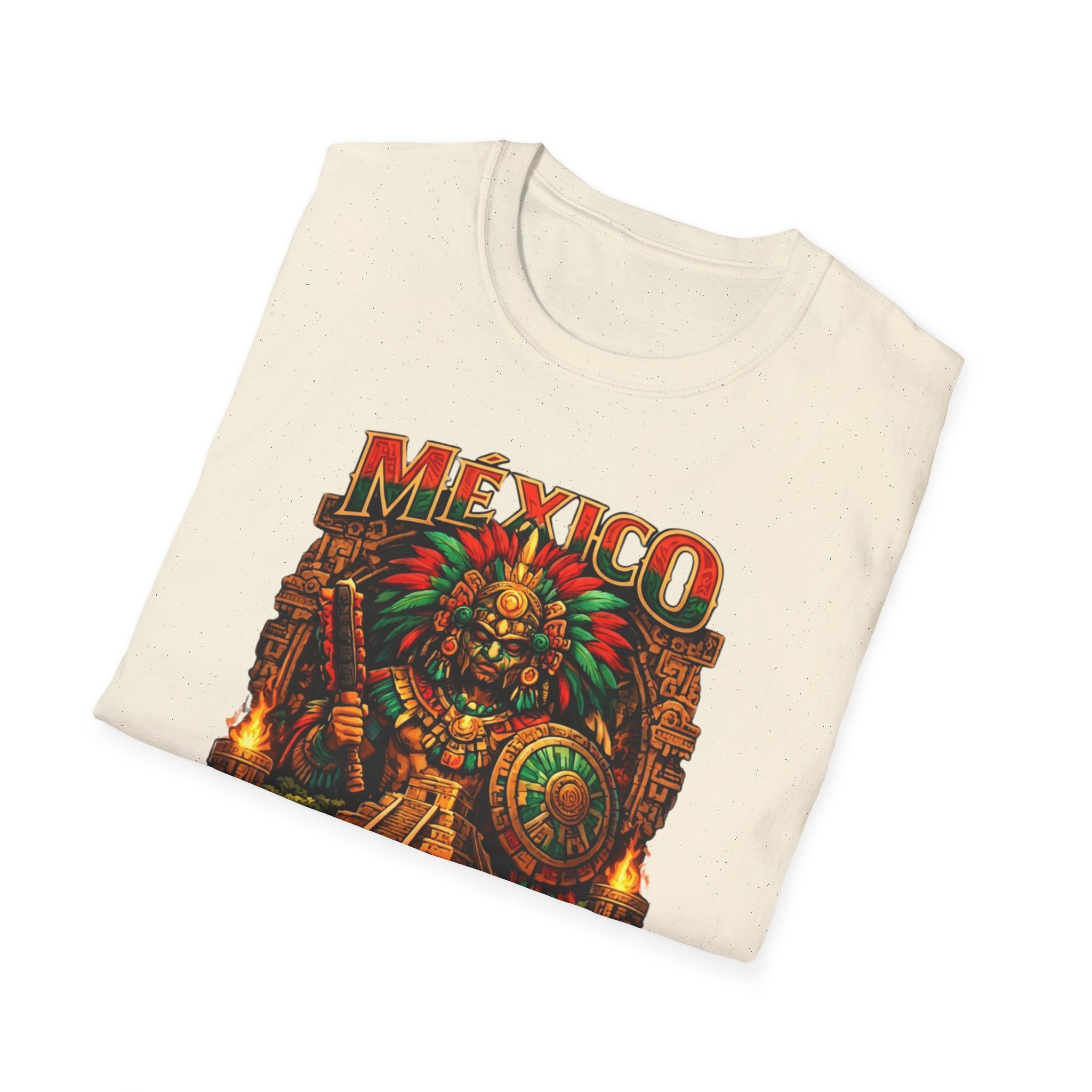 Mexico Aztec Warrior T-Shirt | Mesoamerican Pyramid Illustration