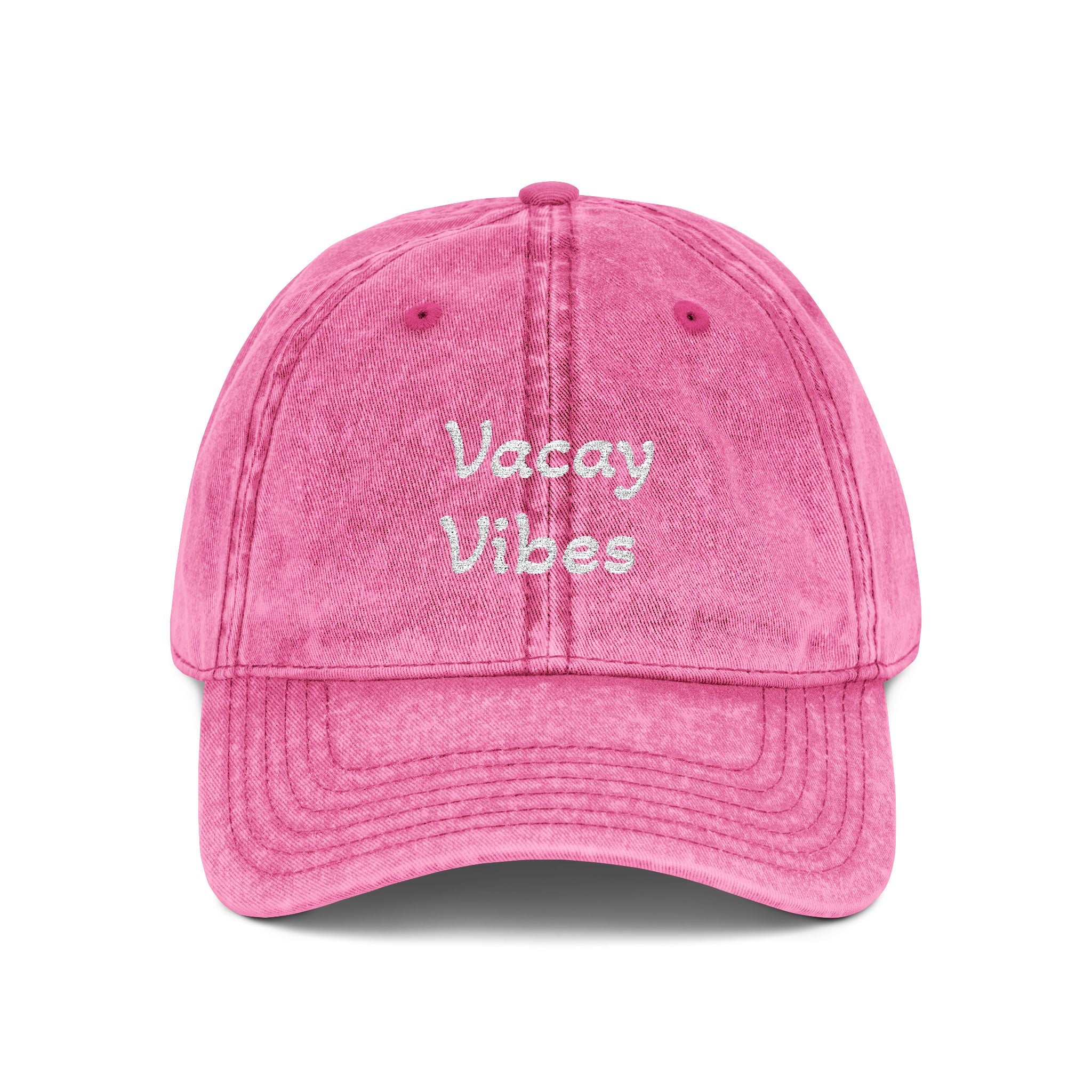 Vacay Vibes Embroidered Vintage Cap – Washed Red Baseball Hat