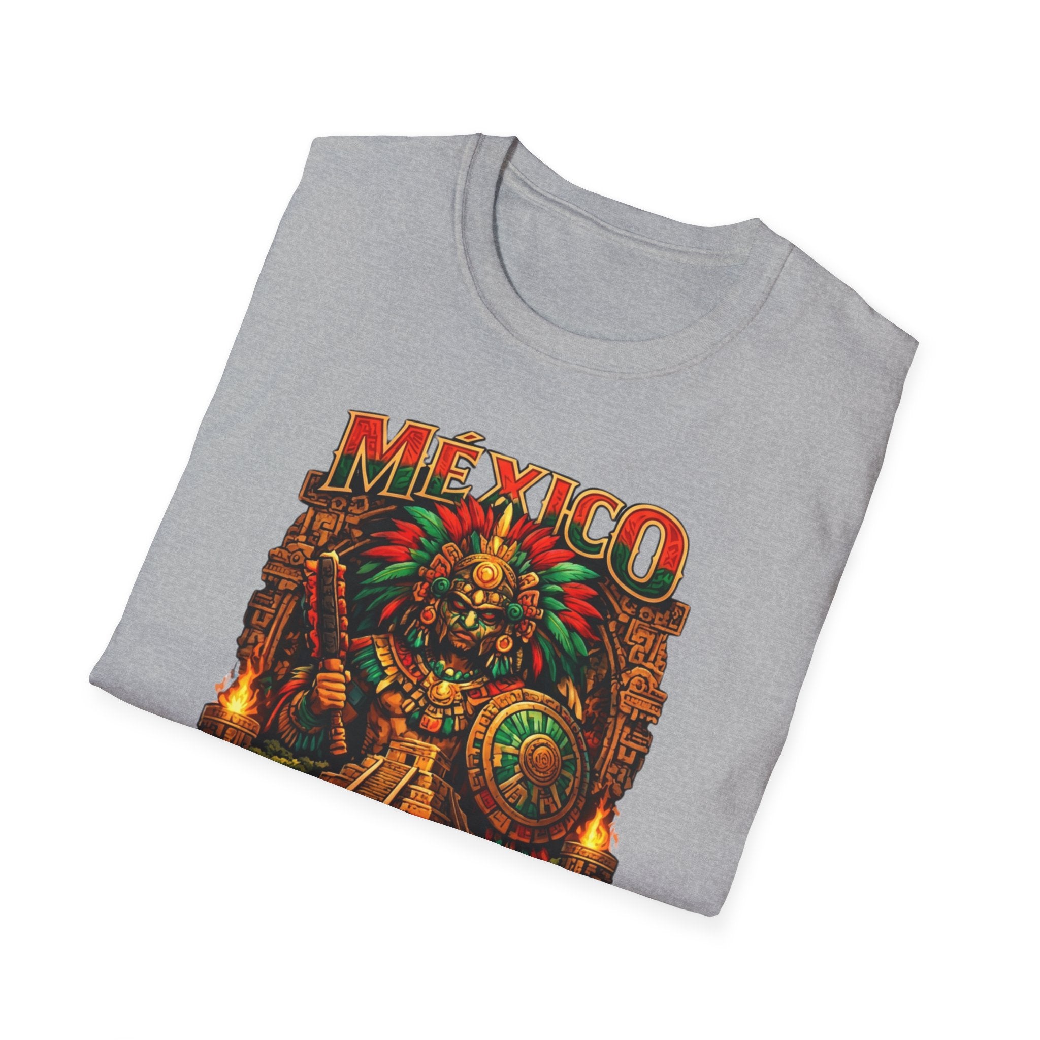 Mexico Aztec Warrior T-Shirt | Mesoamerican Pyramid Illustration