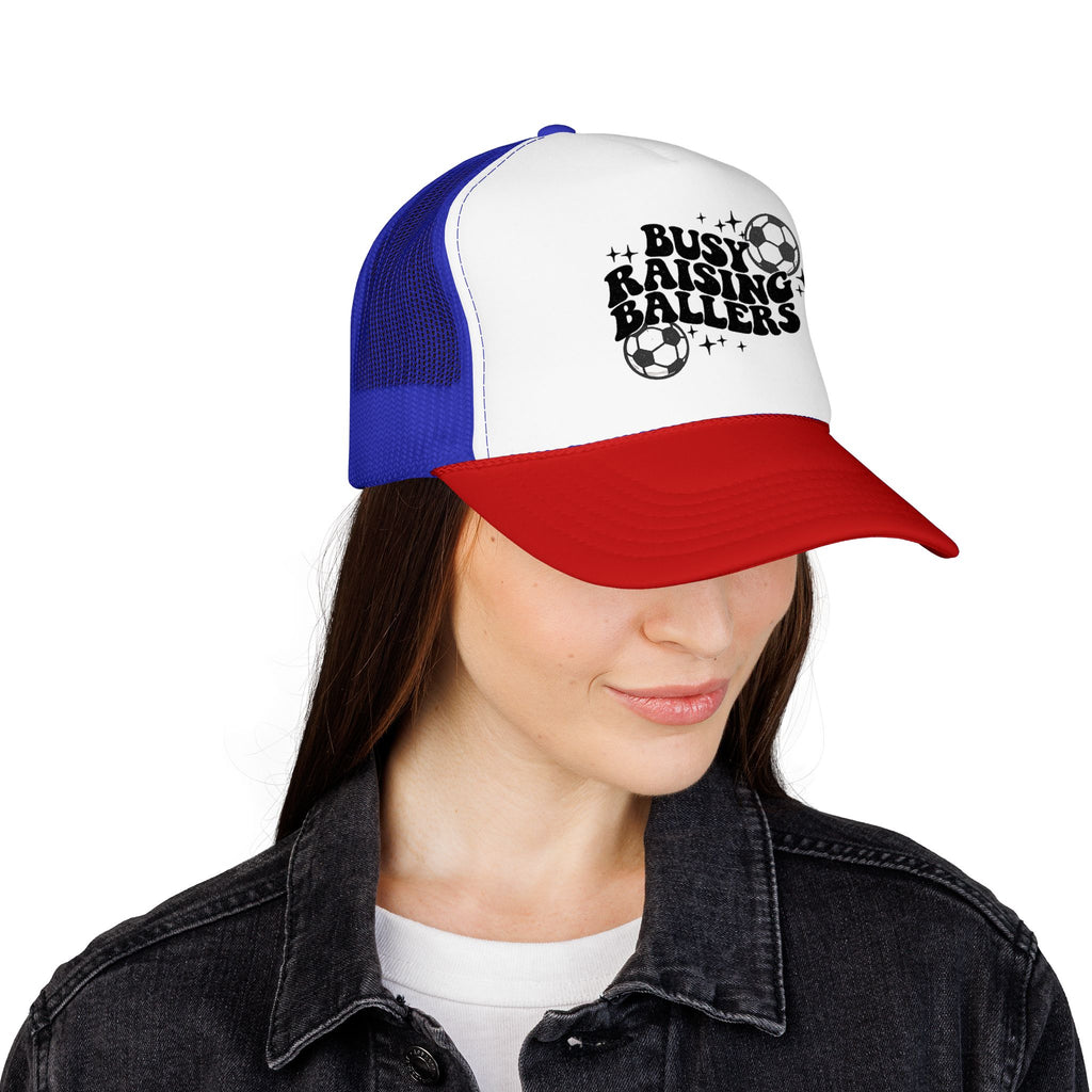 Busy Raising Ballers Foam Trucker Hat | Soccer Mom Dad Youth Sports