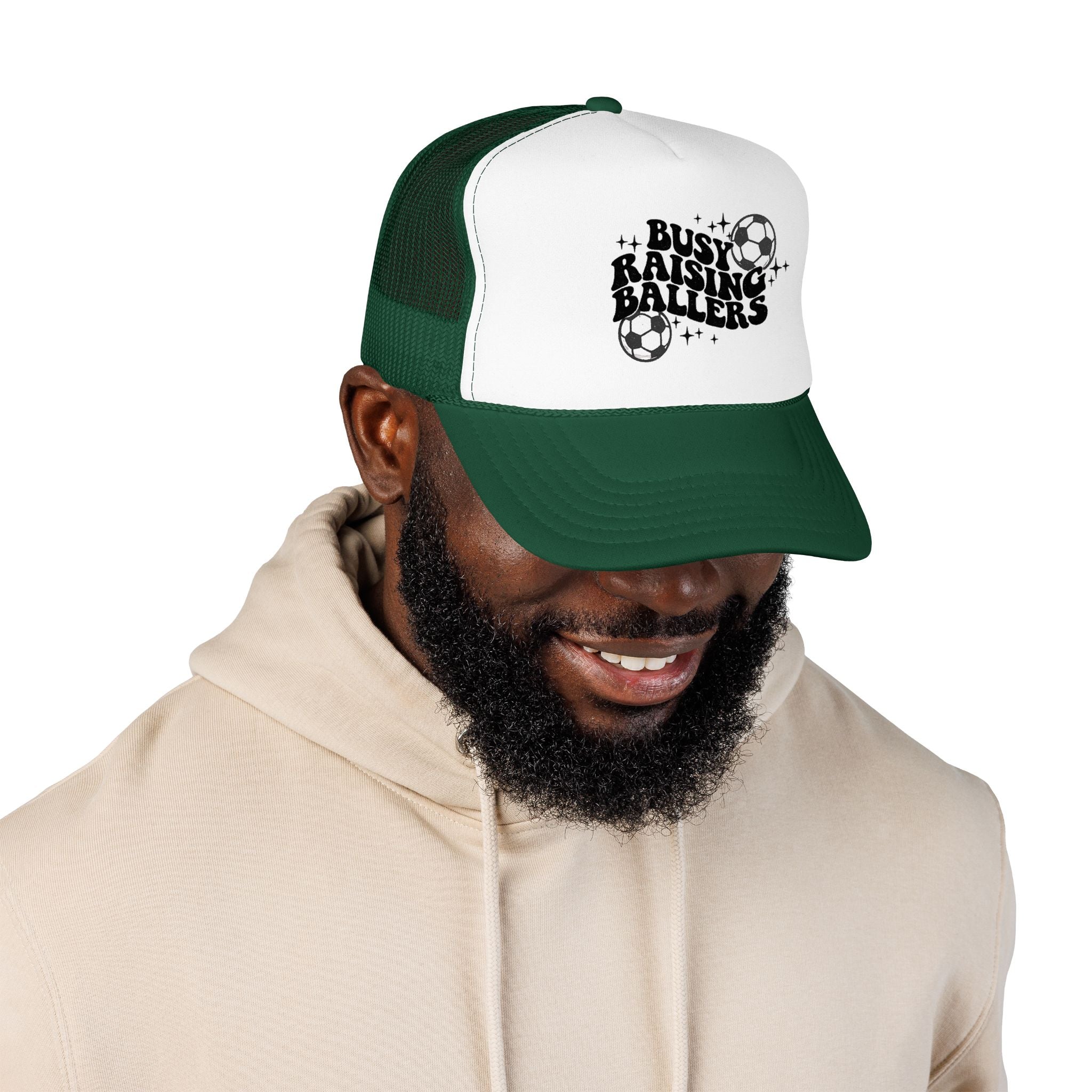 Busy Raising Ballers Foam Trucker Hat | Soccer Mom Dad Youth Sports