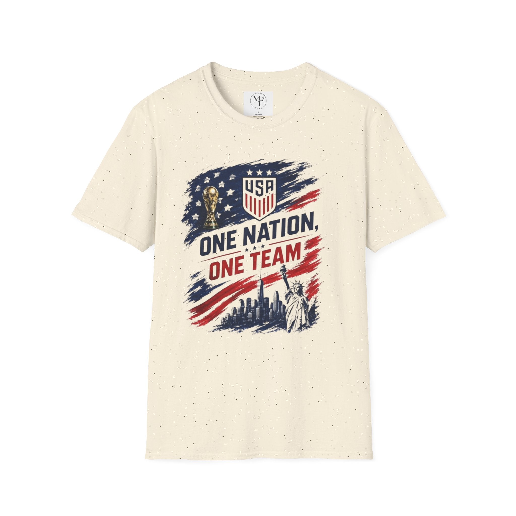 One Nation One Team T-Shirt | USA Flag, Statue of Liberty, Soccer Emblem