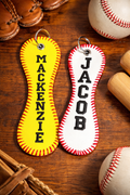 Personalized Embroidered Baseball or Softball Bag Tag | Keychain
