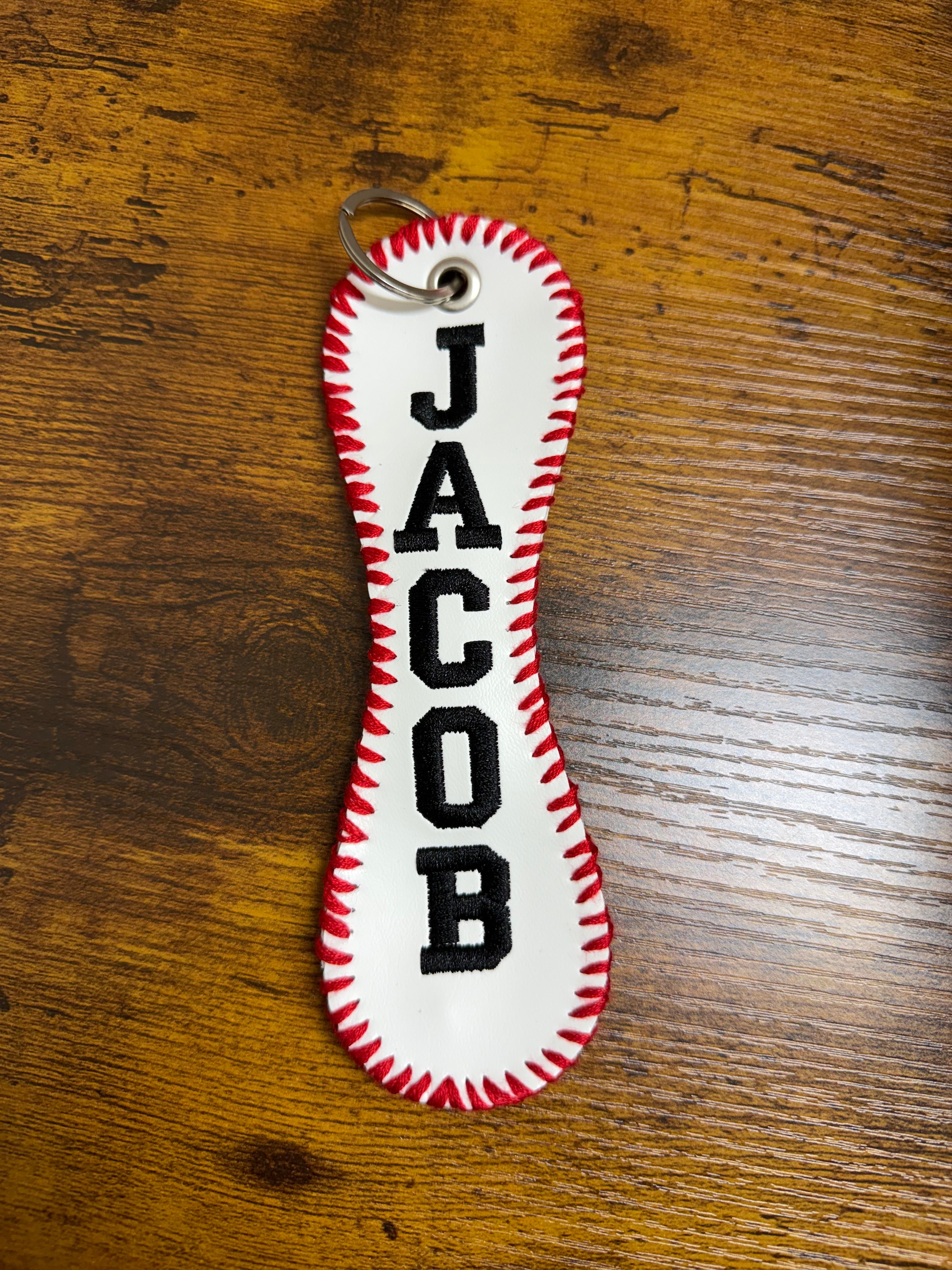 Personalized Embroidered Baseball or Softball Bag Tag | Keychain