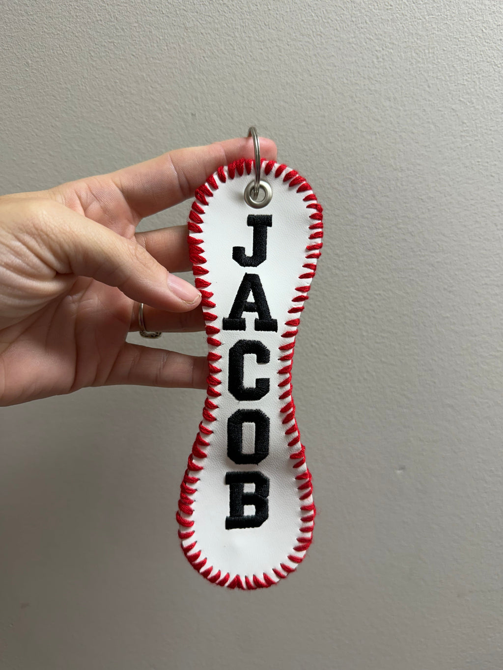 Personalized Embroidered Baseball or Softball Bag Tag | Keychain