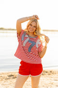 1776 on a Short Sleeve Stripe Top