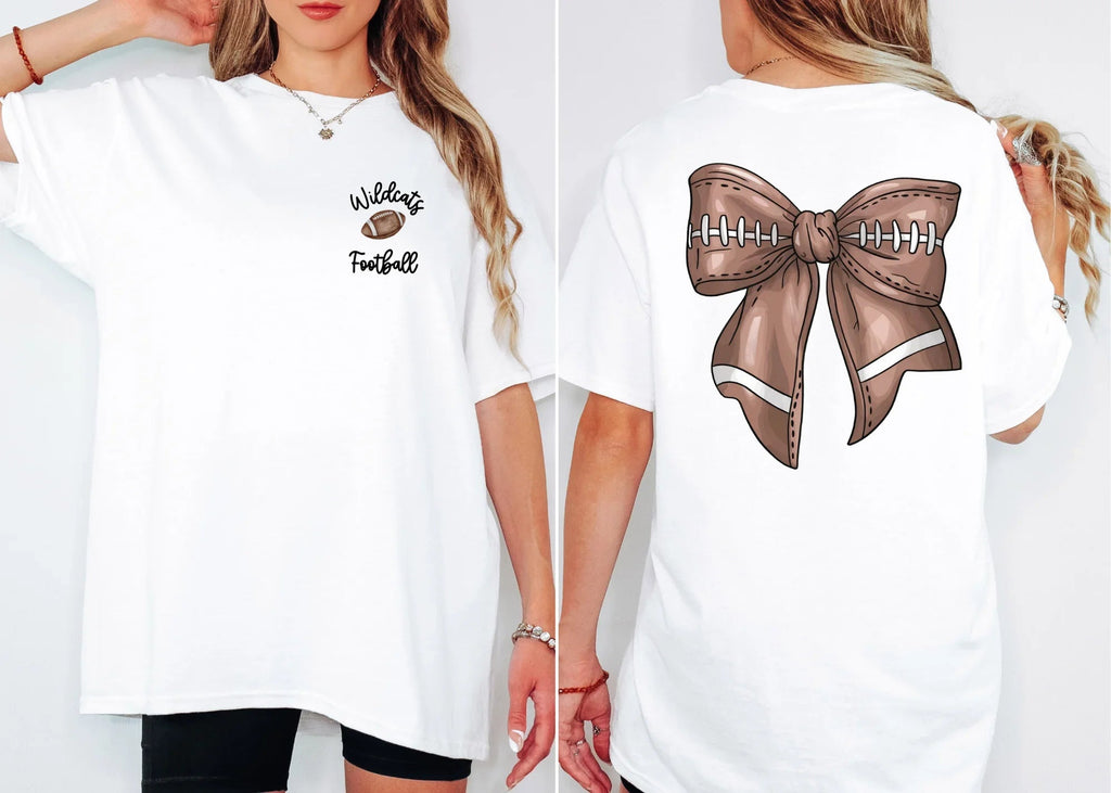 Personalized Mascot Football Tee | Football Mama T-Shirt | Cute Football Bow Shirt | Game Day Spirit Wear | Custom School Colors