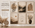 Neutral Aesthetic Printable Wall Art Set of 6 | Boho Botanical Prints | Minimalist Beige Gallery Wall Decor | Instant Download