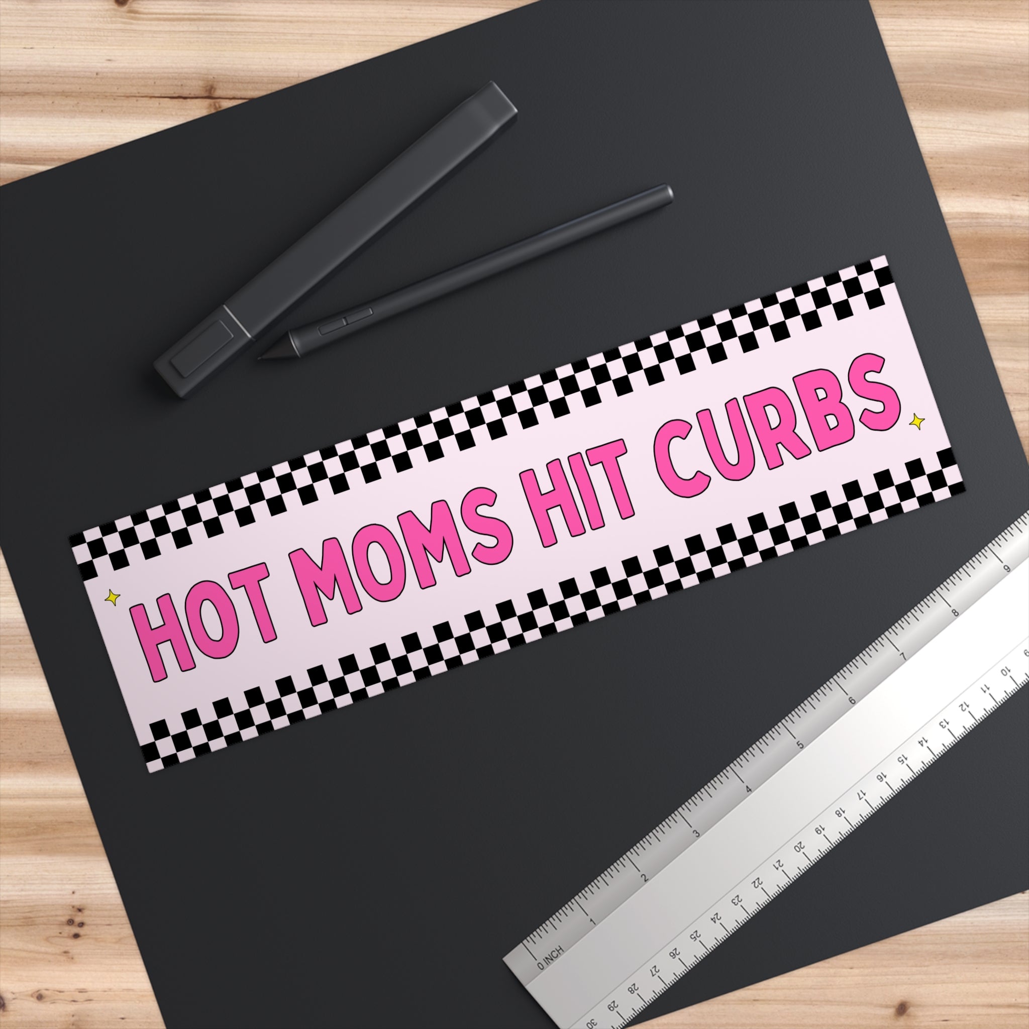 Hot Moms Hit Curbs Bumper Sticker